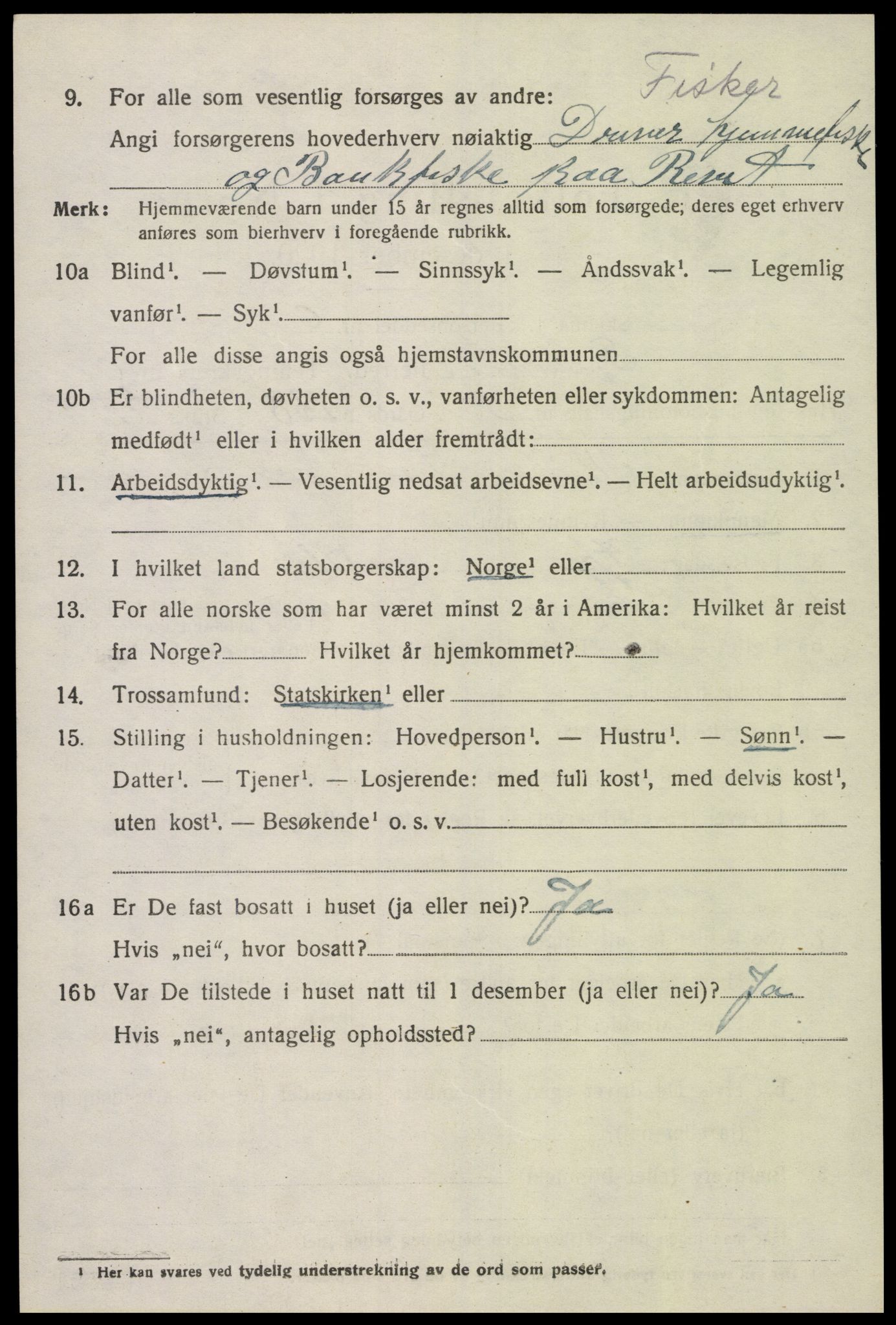 SAK, 1920 census for Spangereid, 1920, p. 1488