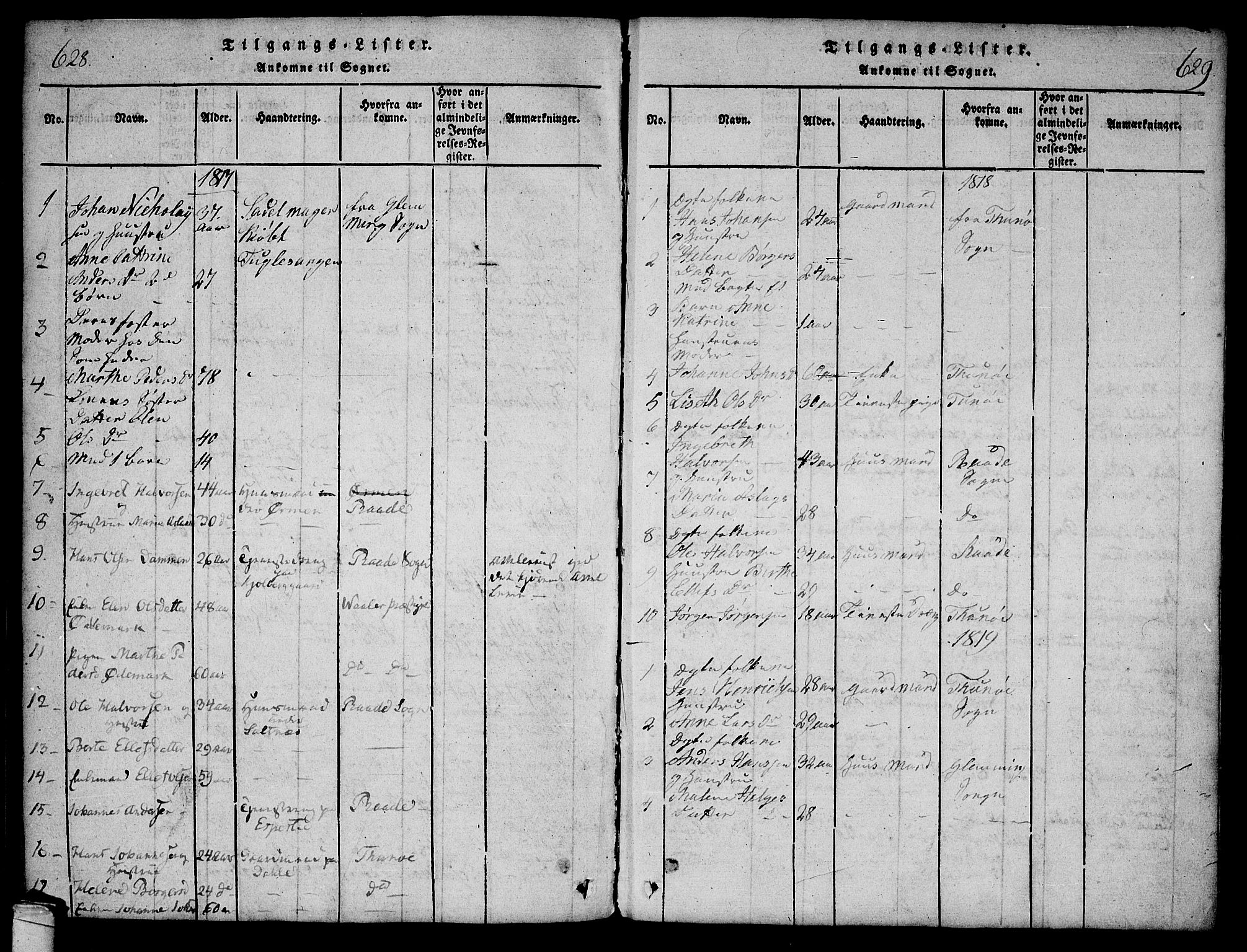 Onsøy prestekontor Kirkebøker, SAO/A-10914/F/Fa/L0002: Parish register (official) no. I 2, 1814-1840, p. 628-629