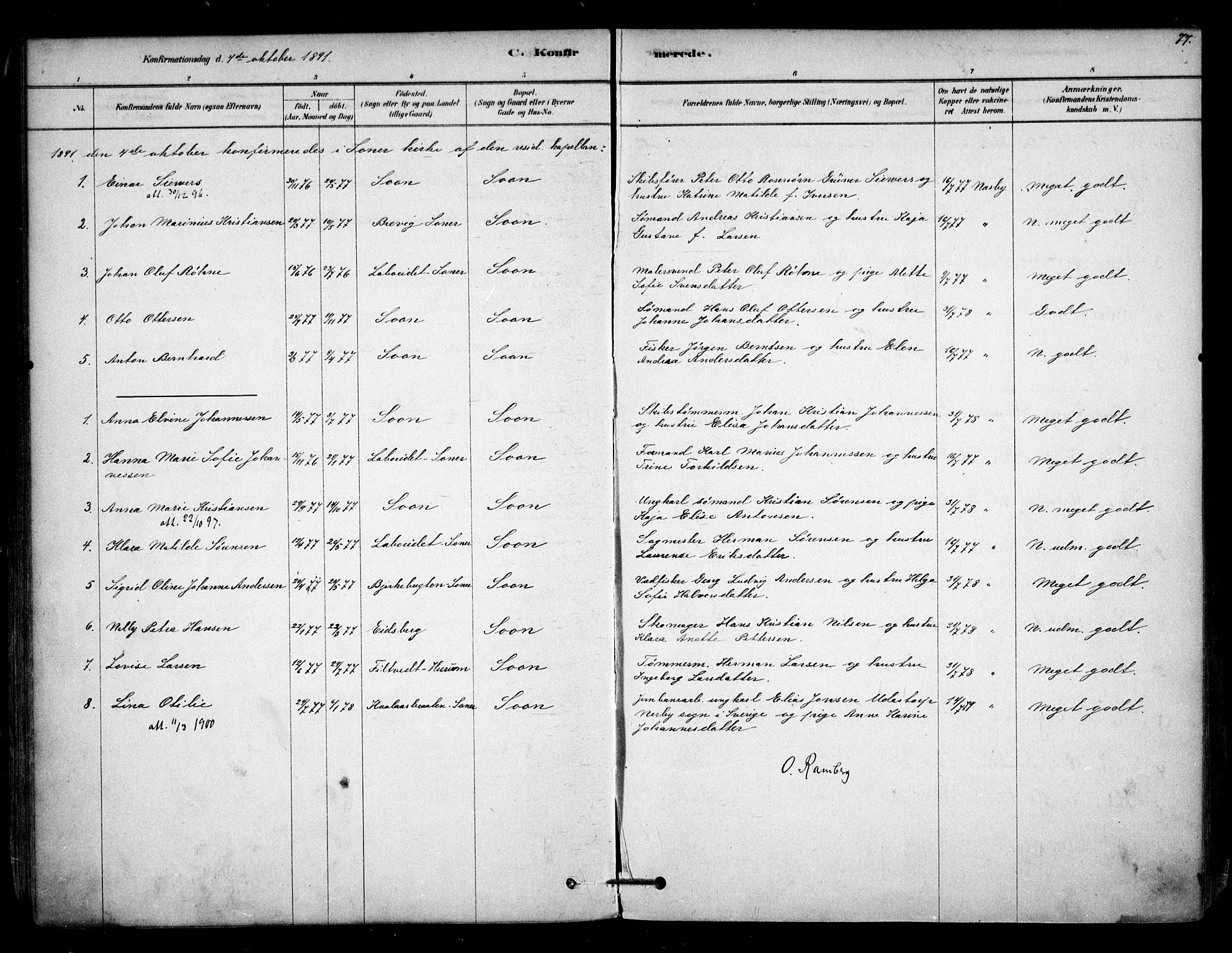 Vestby prestekontor Kirkebøker, SAO/A-10893/F/Fc/L0001: Parish register (official) no. III 1, 1878-1906, p. 77