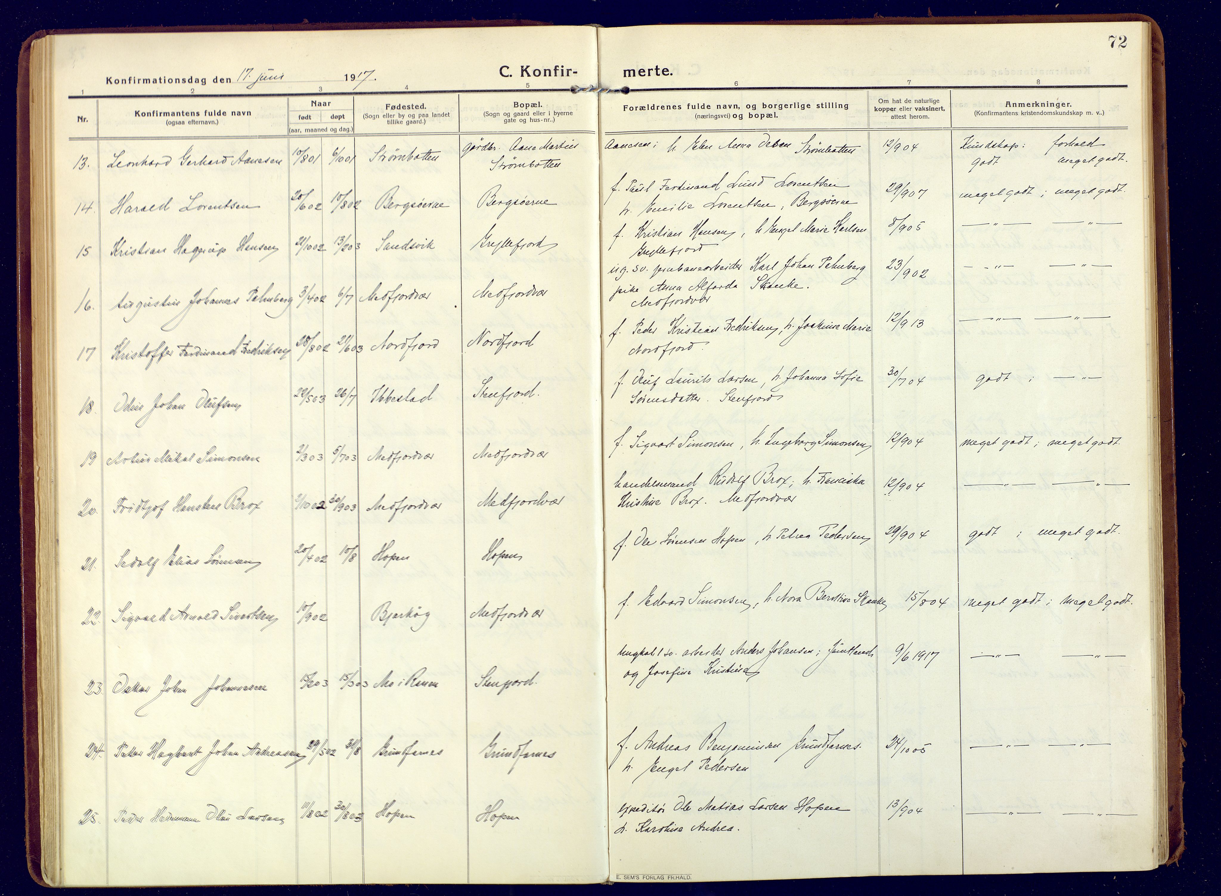 Berg sokneprestkontor, SATØ/S-1318/G/Ga/Gaa: Parish register (official) no. 9, 1916-1928, p. 72