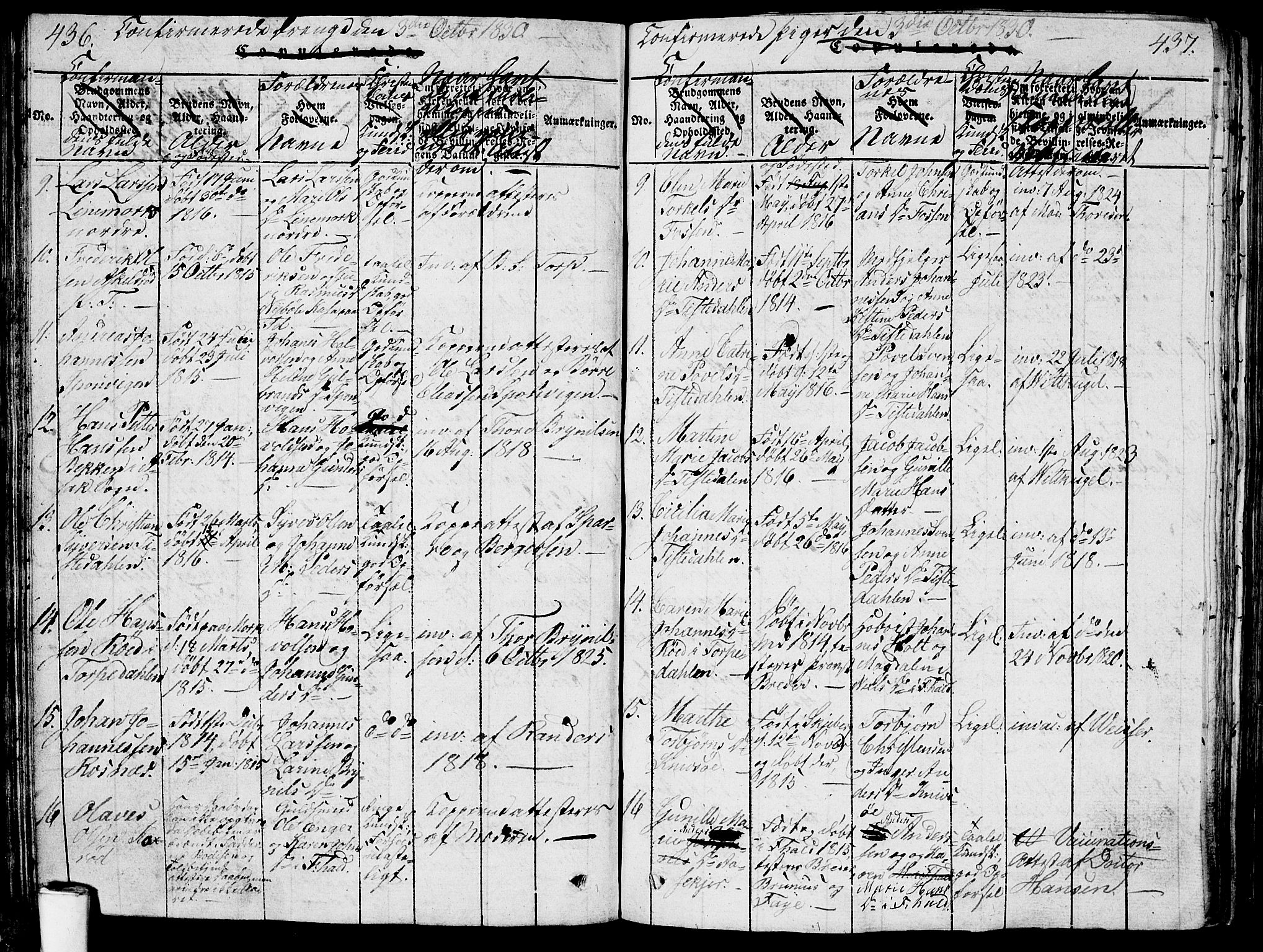 Berg prestekontor Kirkebøker, AV/SAO-A-10902/G/Ga/L0001: Parish register (copy) no. I 1, 1815-1832, p. 436-437