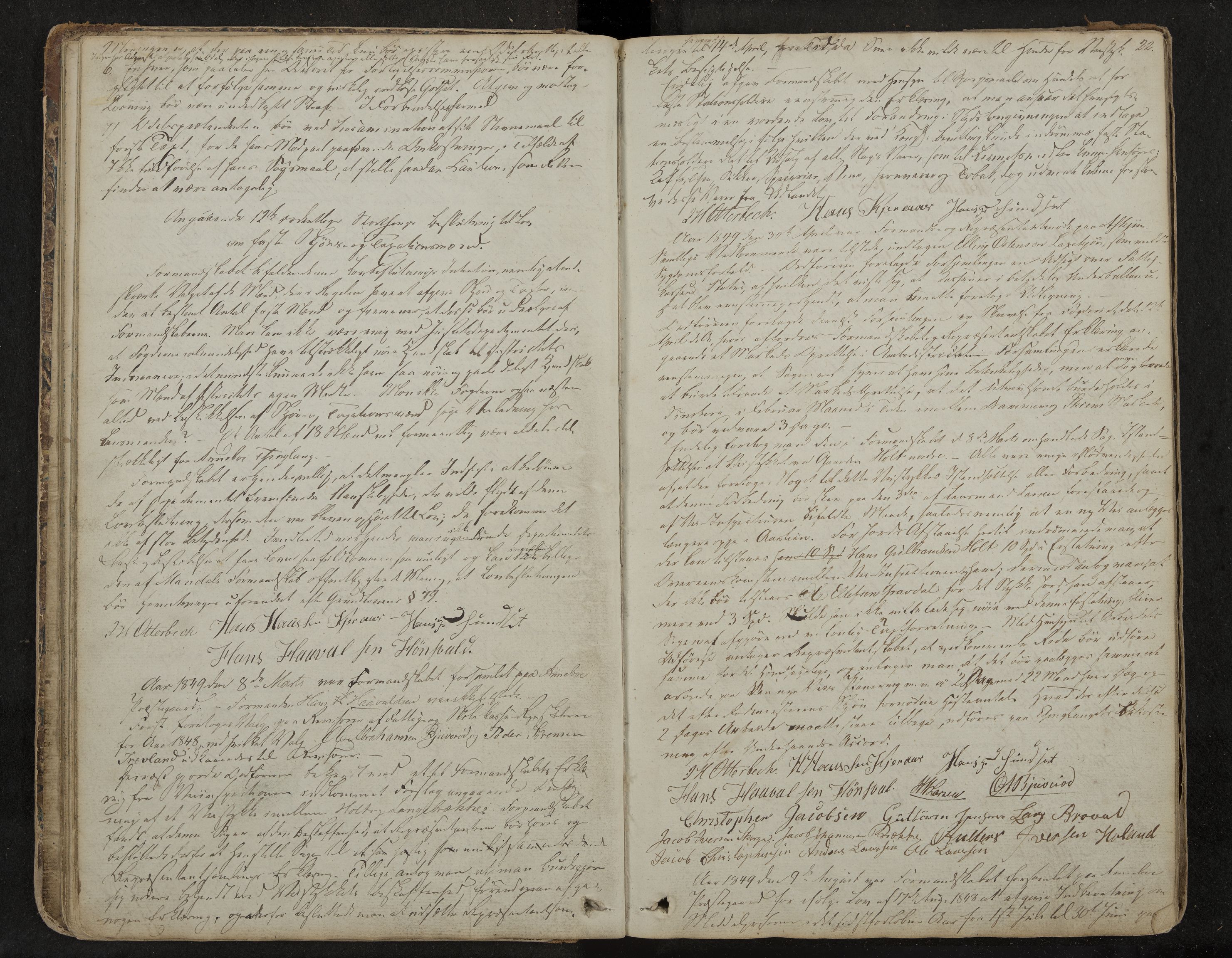 Andebu formannskap og sentraladministrasjon, IKAK/0719021-1/A/Aa/L0001: Møtebok med register, 1837-1869, p. 22