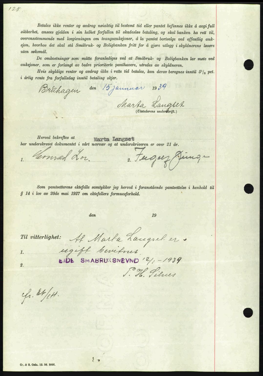 Nordmøre sorenskriveri, AV/SAT-A-4132/1/2/2Ca: Mortgage book no. B85, 1939-1939, Diary no: : 961/1939