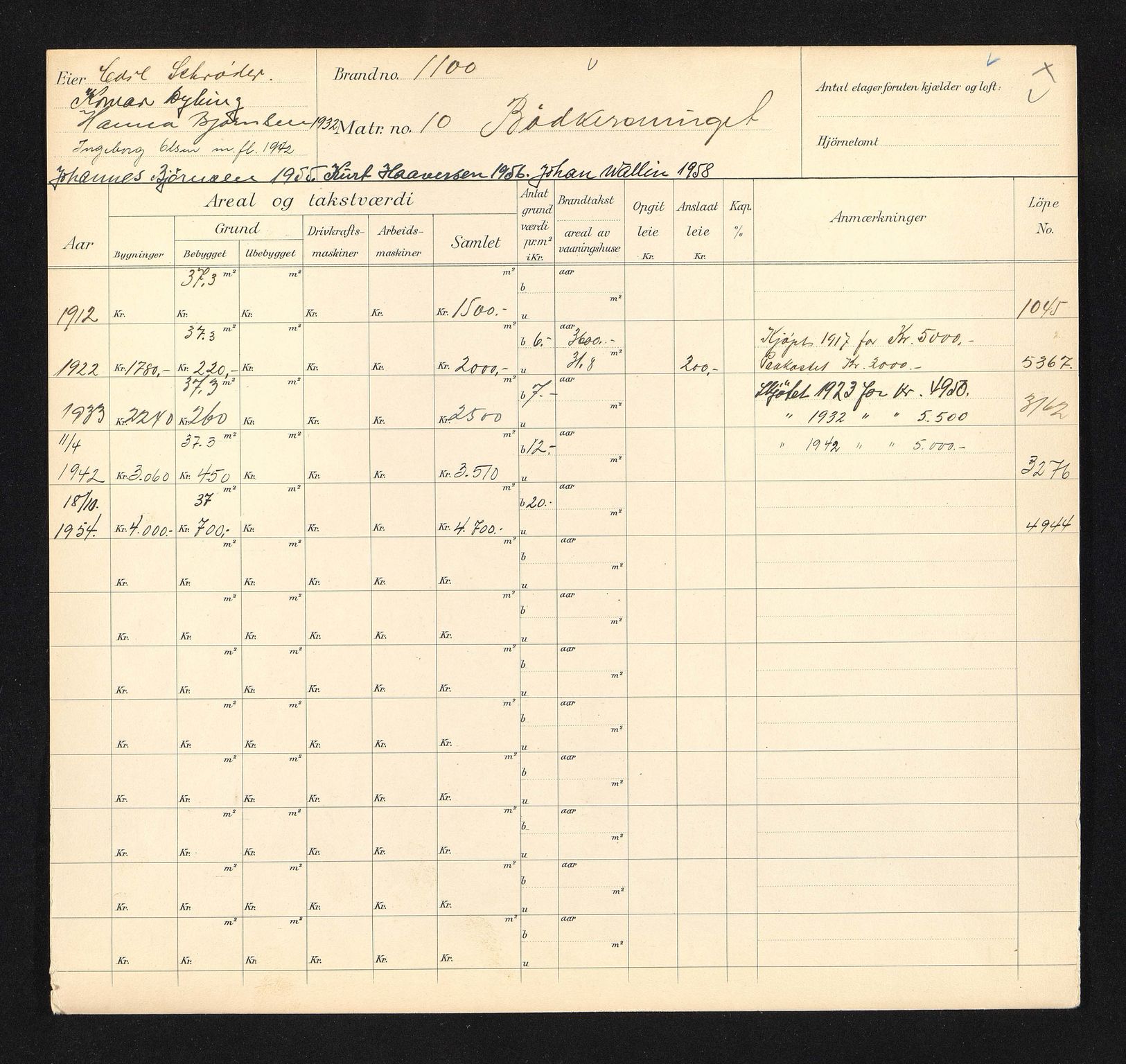 Stavanger kommune. Skattetakstvesenet, BYST/A-0440/F/Fa/Faa/L0008/0002: Skattetakstkort / Bøkkersmauet 10 - Bøygen 20