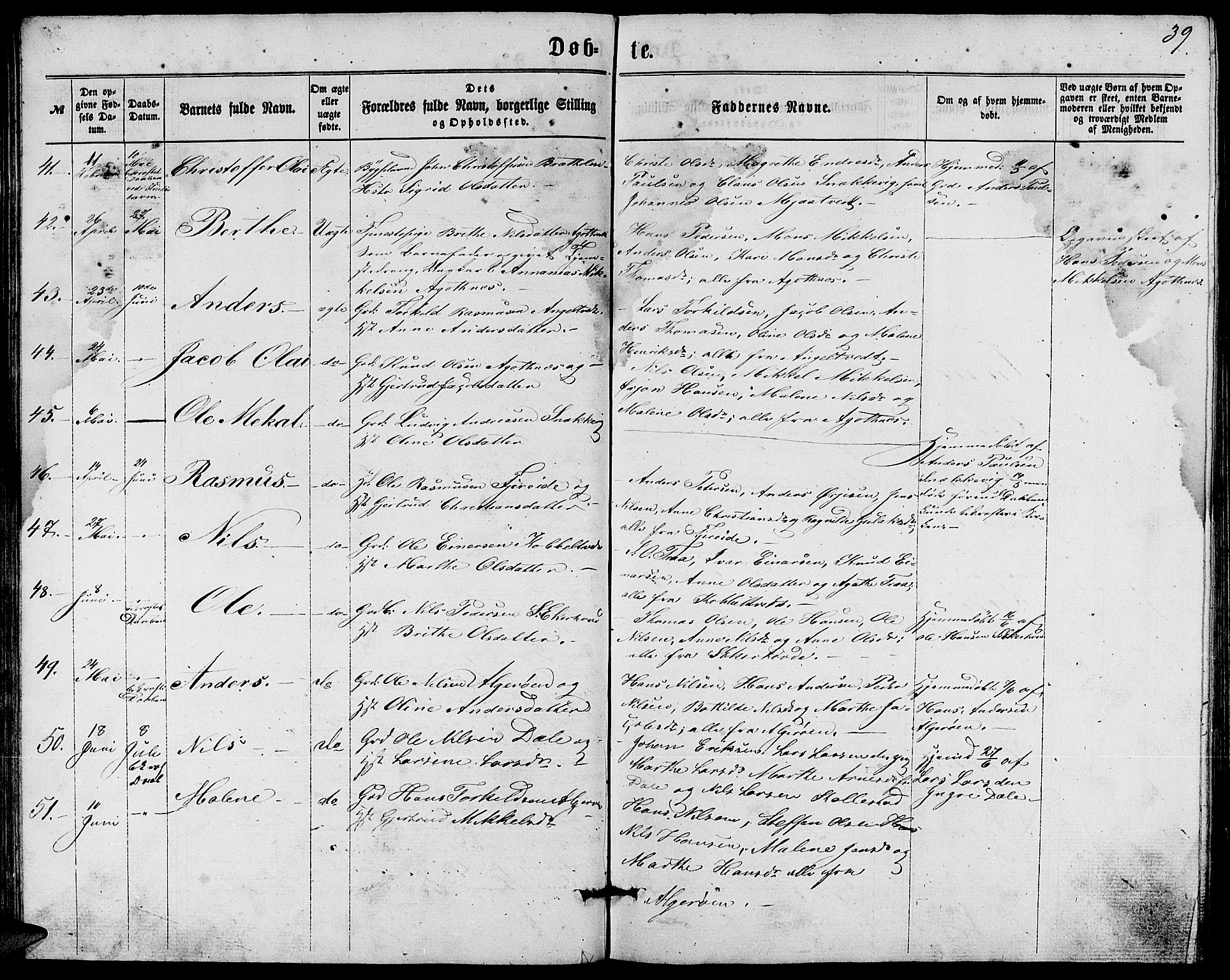 Fjell sokneprestembete, SAB/A-75301/H/Hab: Parish register (copy) no. A 1, 1861-1870, p. 39