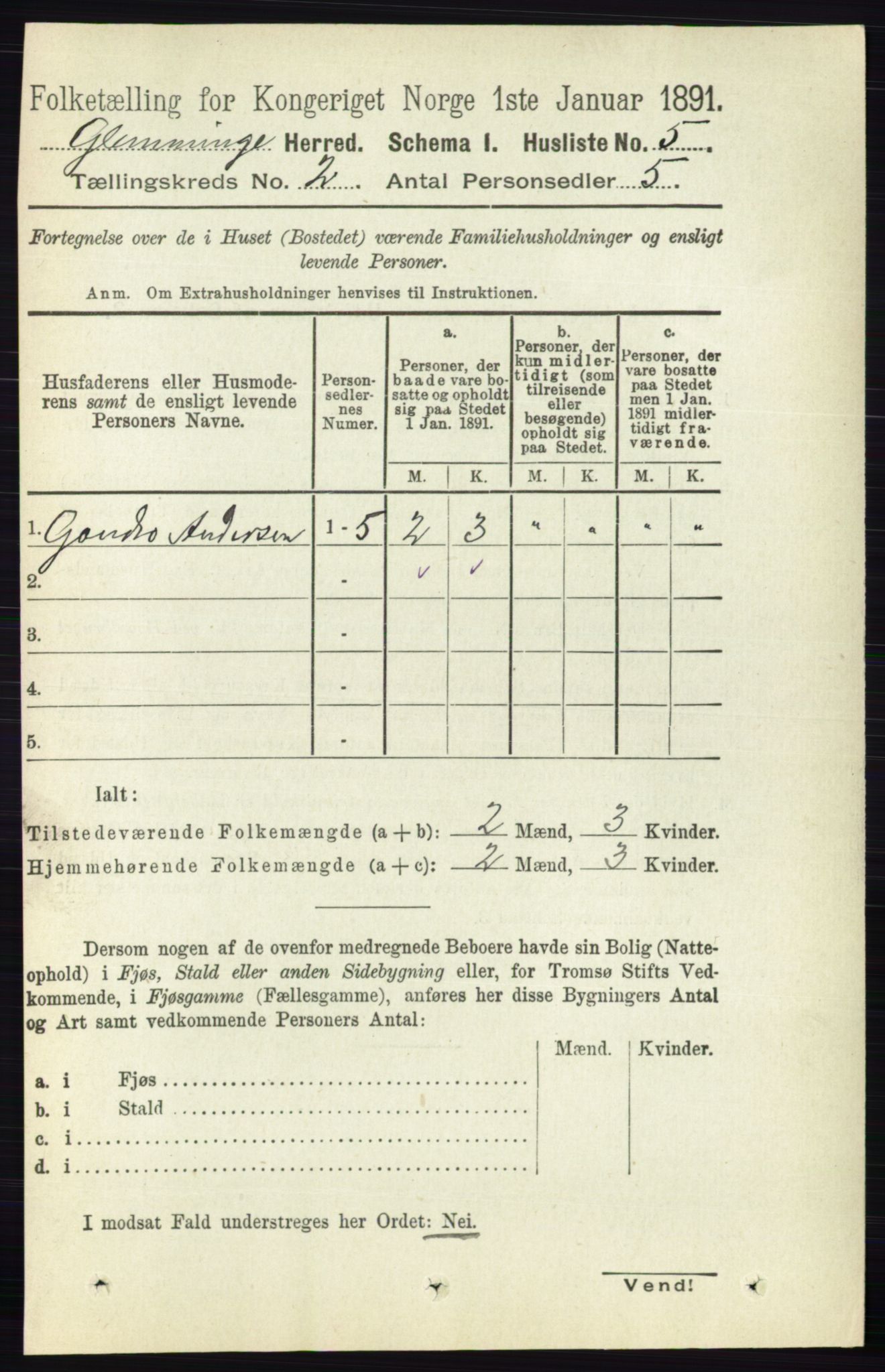 RA, 1891 census for 0132 Glemmen, 1891, p. 407