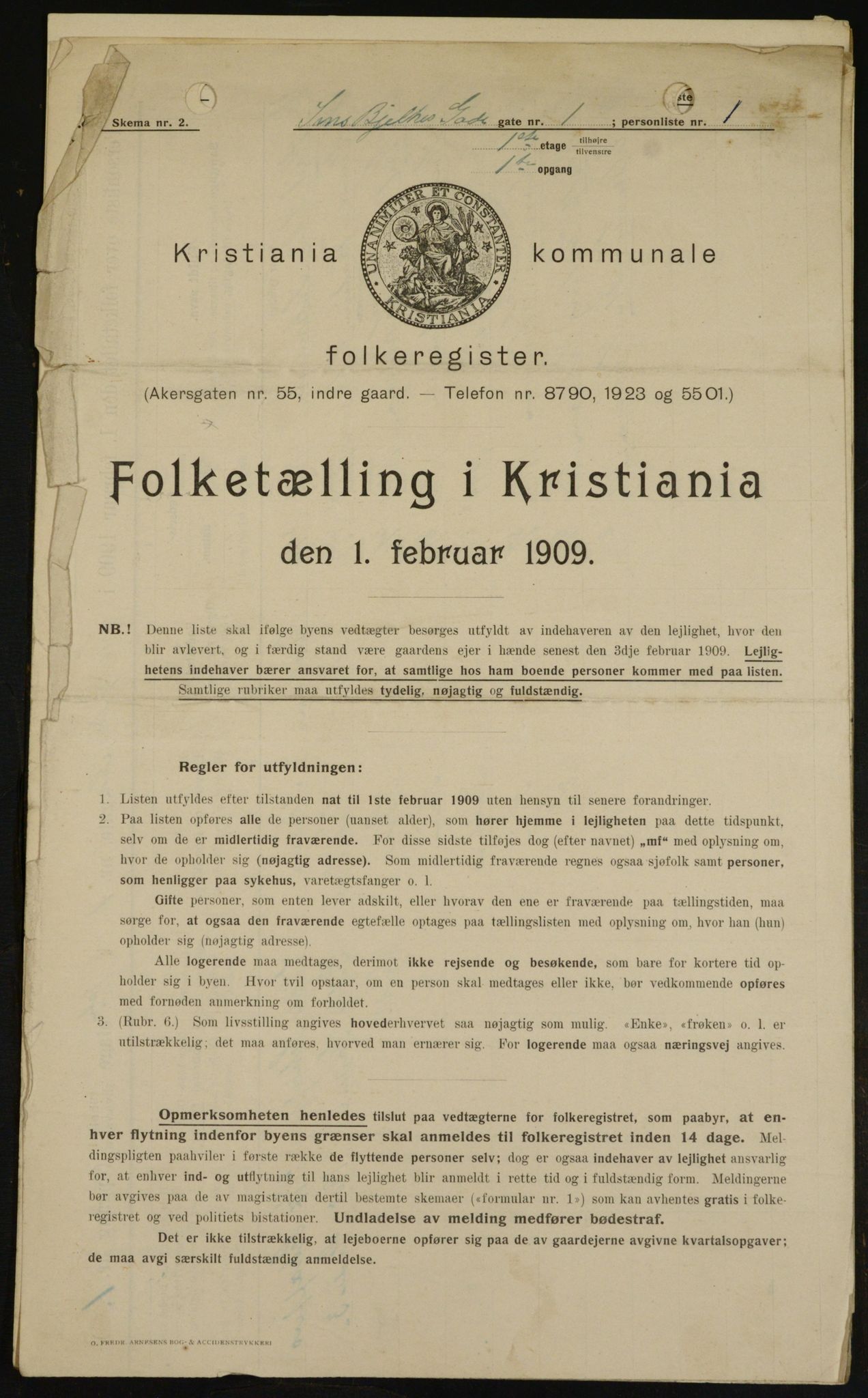 OBA, Municipal Census 1909 for Kristiania, 1909, p. 41493