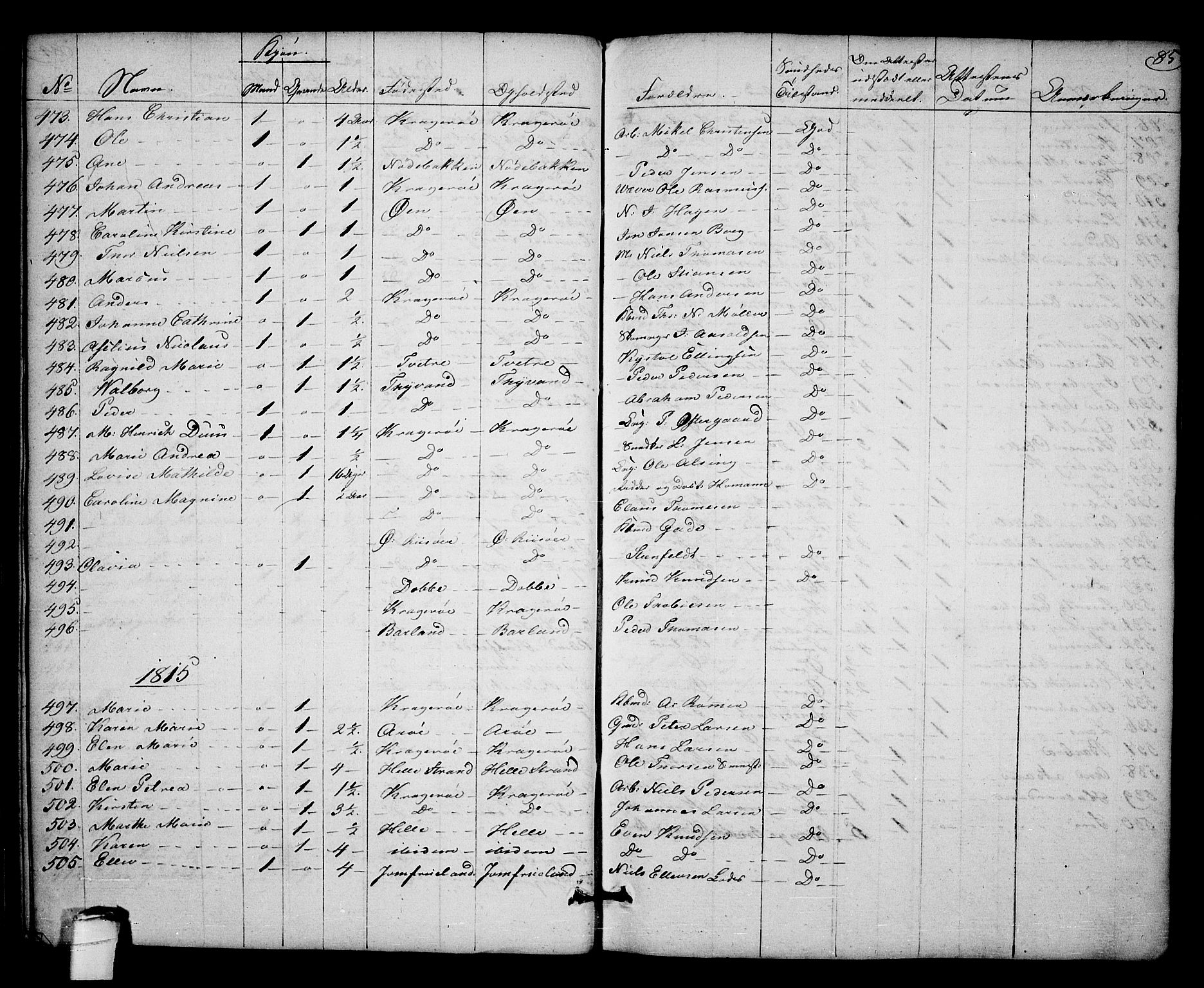 Kragerø kirkebøker, AV/SAKO-A-278/F/Fa/L0003: Parish register (official) no. 3, 1802-1813, p. 85