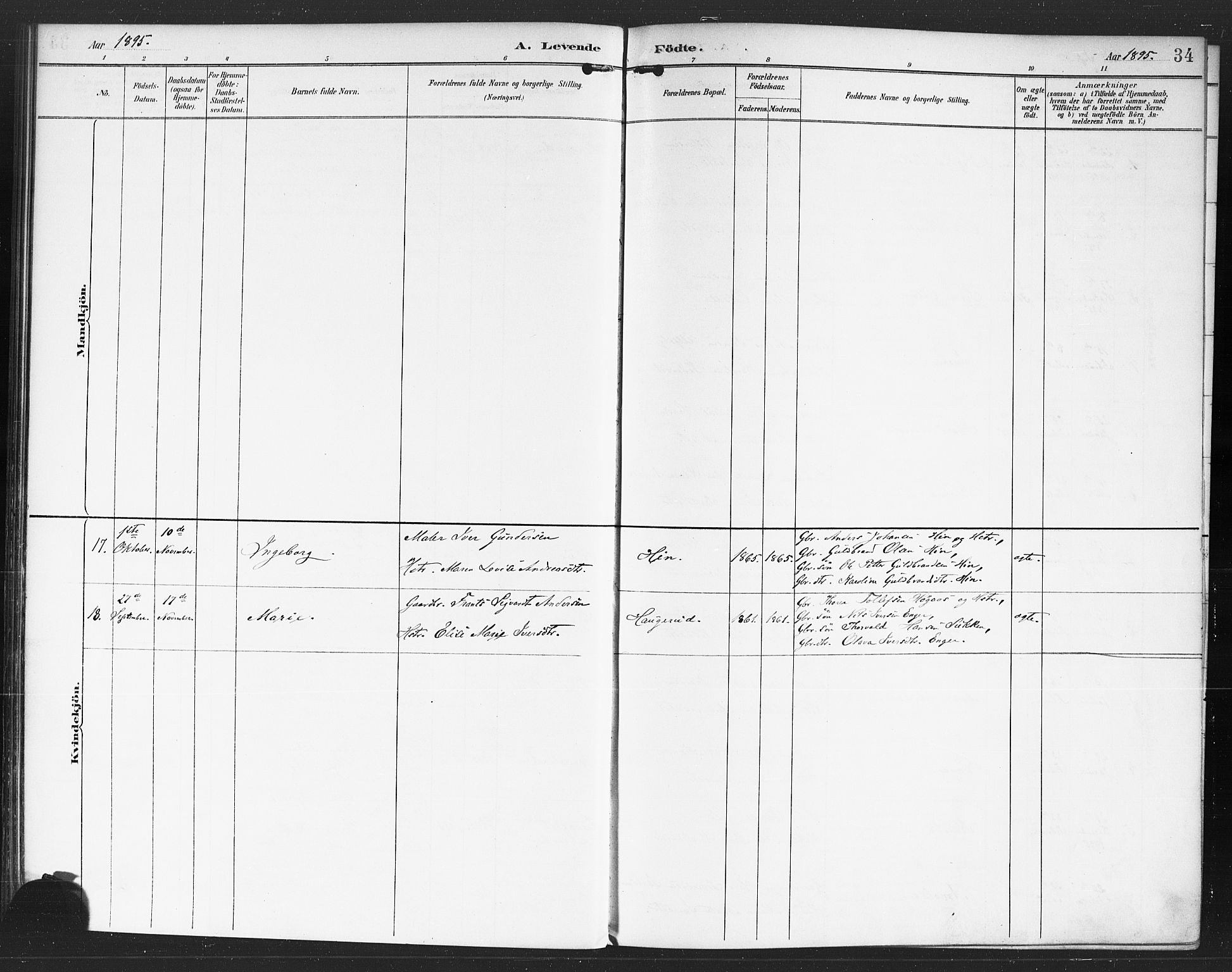 Rødenes prestekontor Kirkebøker, SAO/A-2005/F/Fa/L0010: Parish register (official) no. I 10, 1890-1900, p. 34