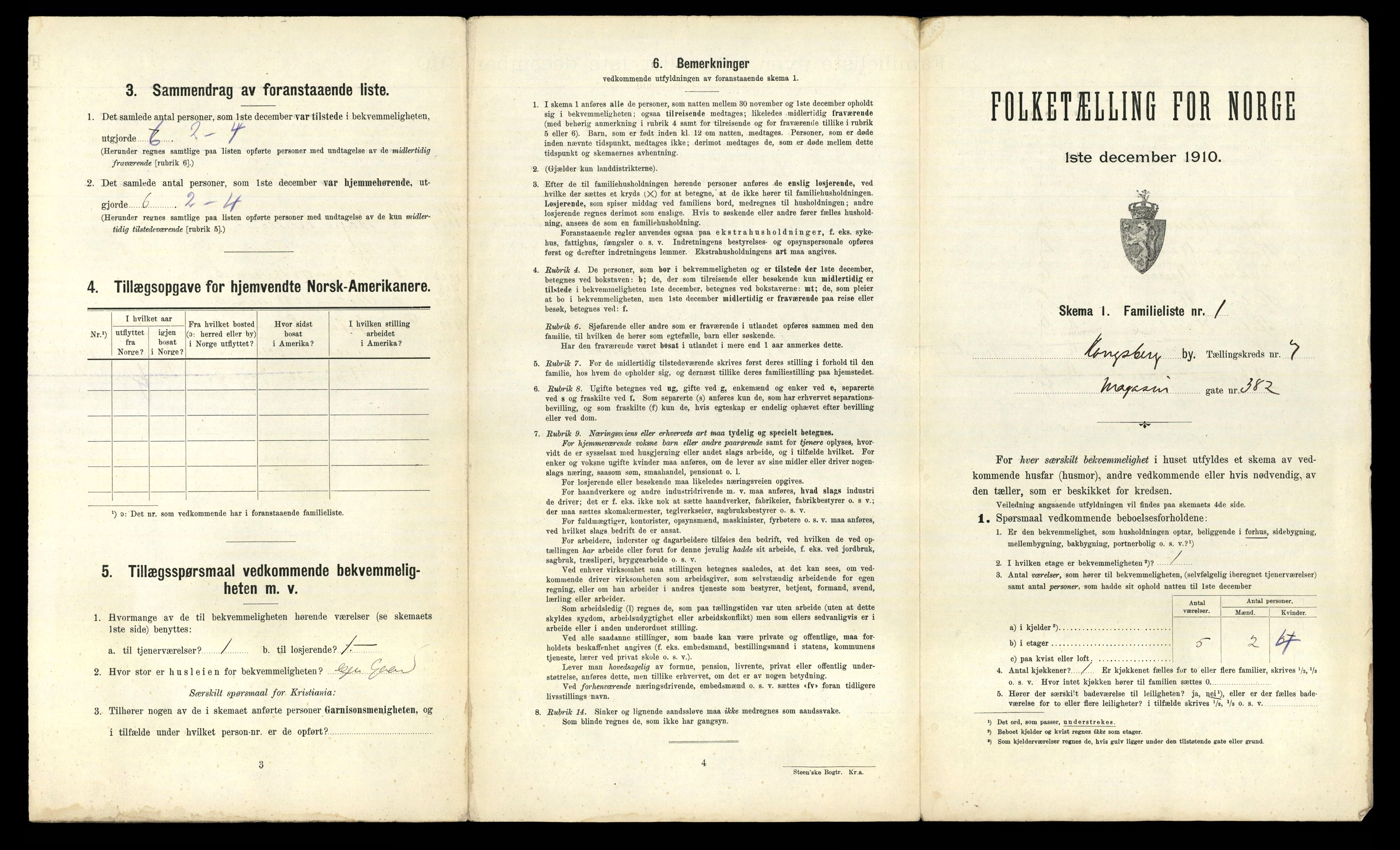 RA, 1910 census for Kongsberg, 1910, p. 3264