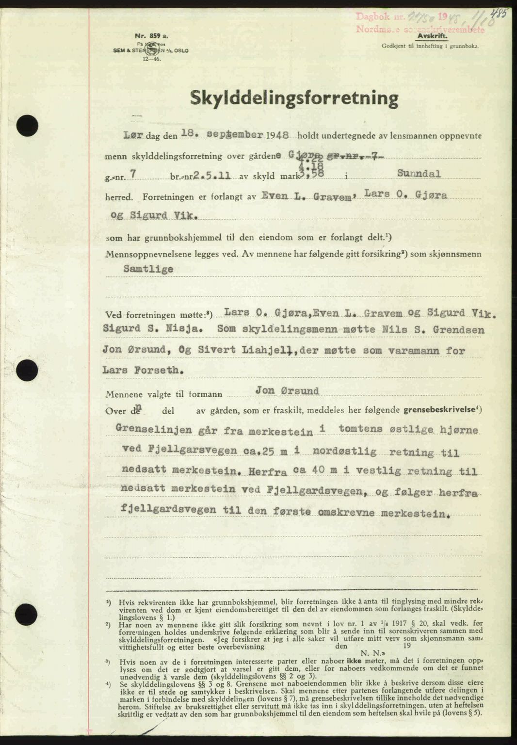 Nordmøre sorenskriveri, AV/SAT-A-4132/1/2/2Ca: Mortgage book no. A109, 1948-1948, Diary no: : 2750/1948