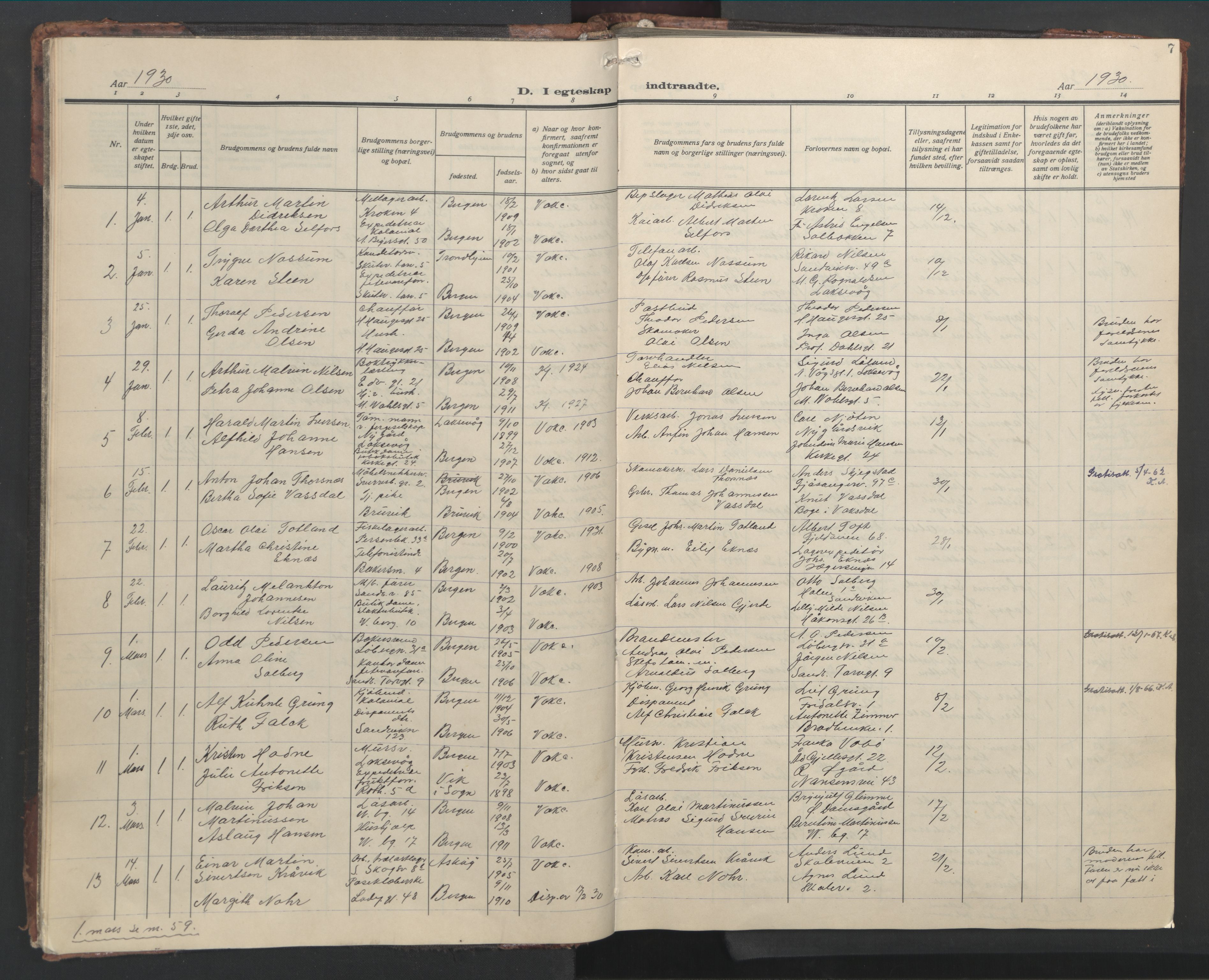 Sandviken Sokneprestembete, SAB/A-77601/H/Hb/L0015: Parish register (copy) no. D 2, 1929-1953, p. 6b-7a