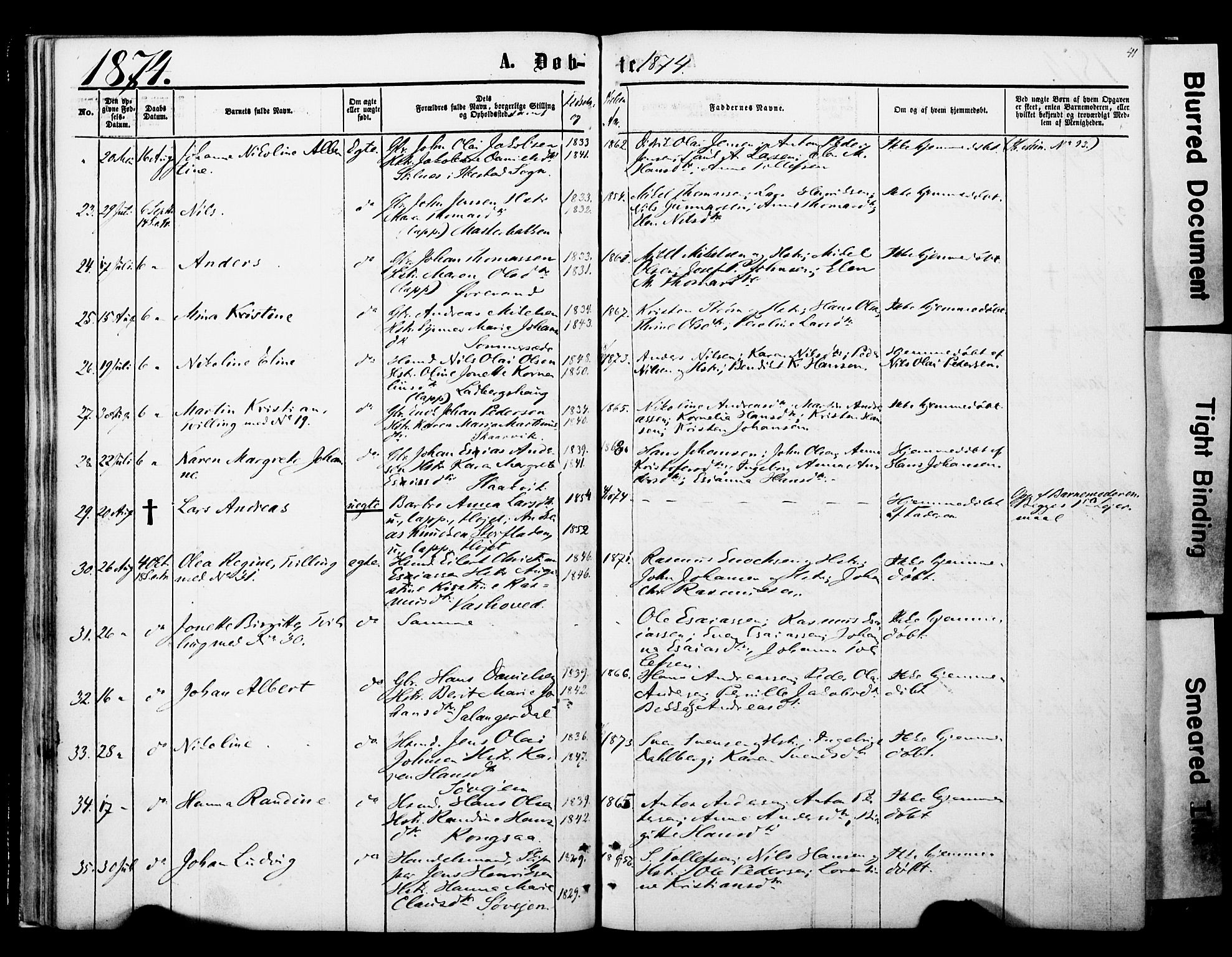 Ibestad sokneprestembete, SATØ/S-0077/H/Ha/Haa/L0013kirke: Parish register (official) no. 13, 1865-1879, p. 41