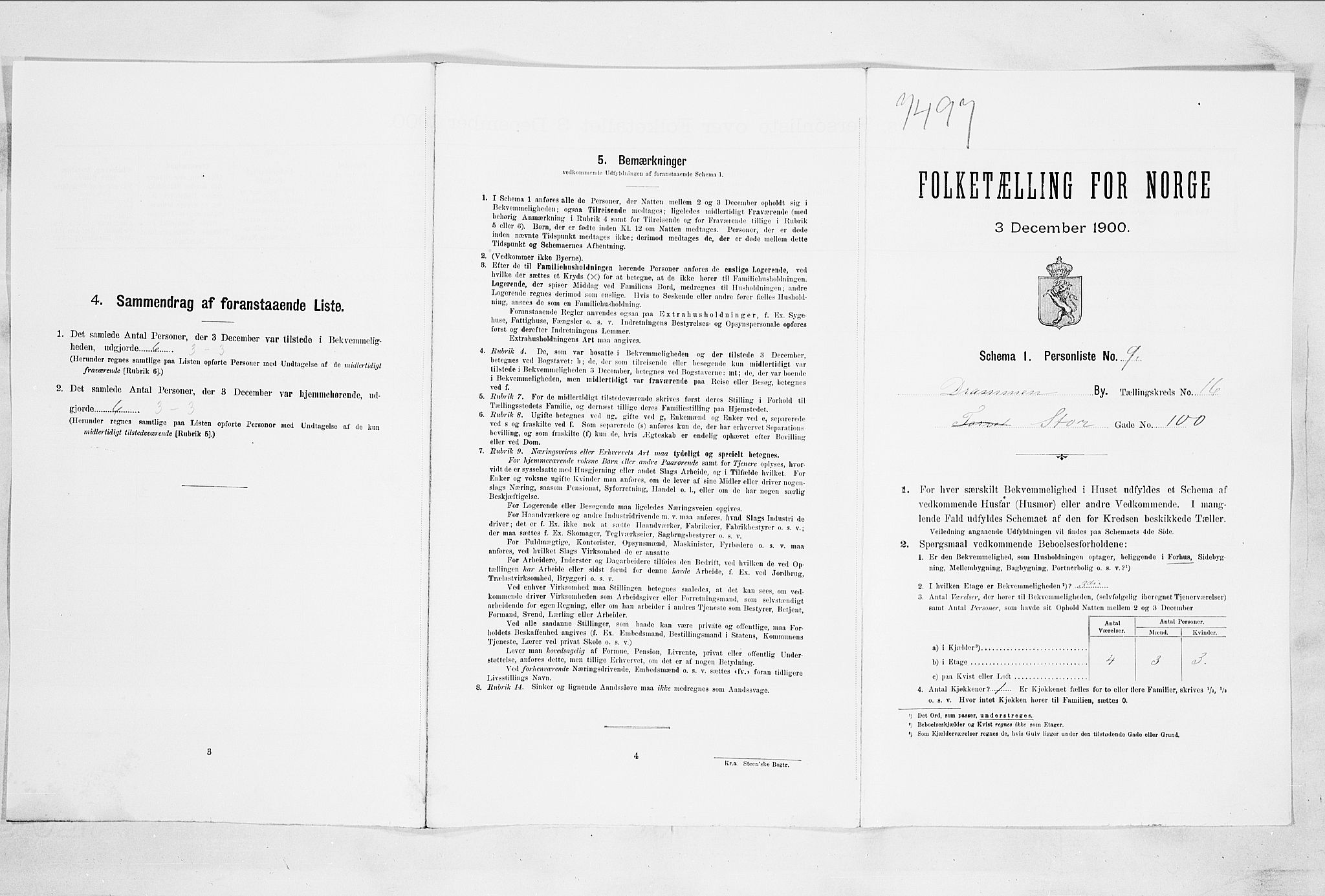 RA, 1900 census for Drammen, 1900, p. 3015