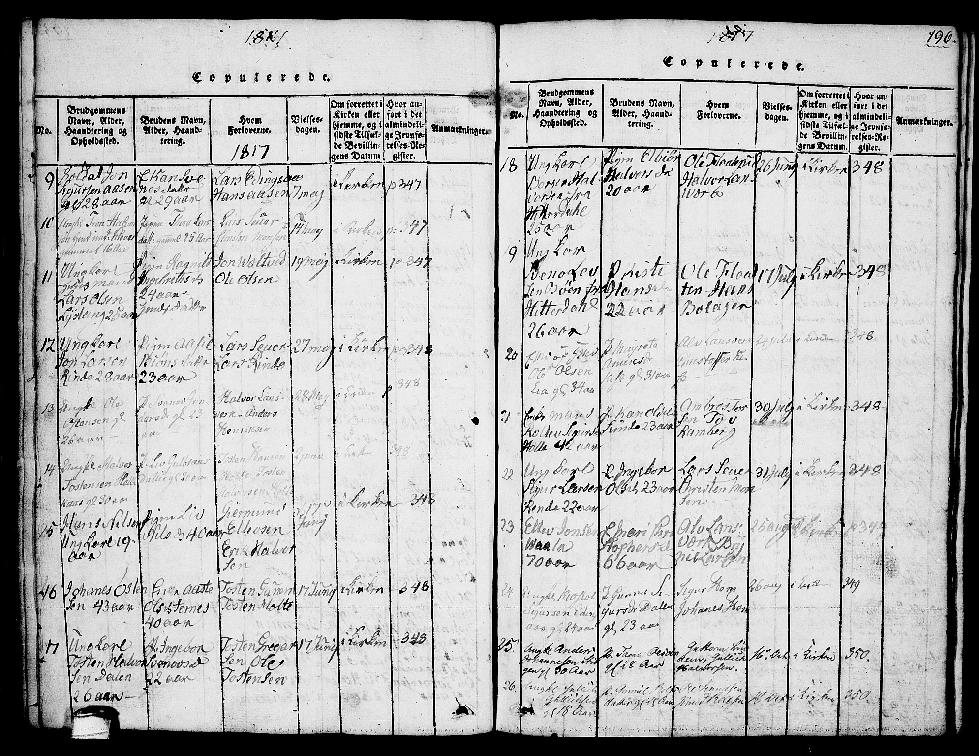 Sauherad kirkebøker, SAKO/A-298/G/Ga/L0001: Parish register (copy) no. I 1, 1815-1827, p. 196