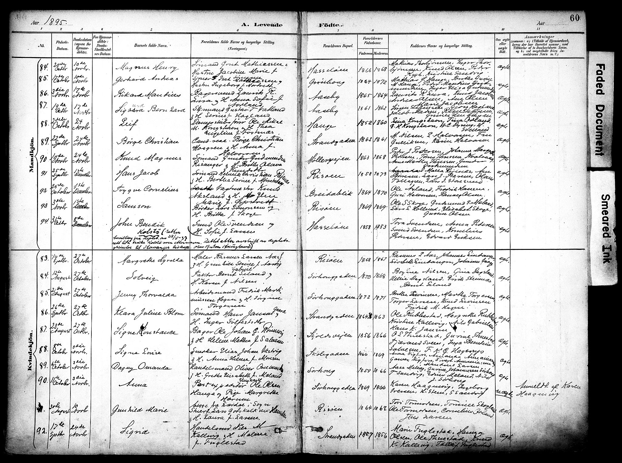 Haugesund sokneprestkontor, AV/SAST-A -101863/H/Ha/Haa/L0006: Parish register (official) no. A 6, 1891-1907, p. 60