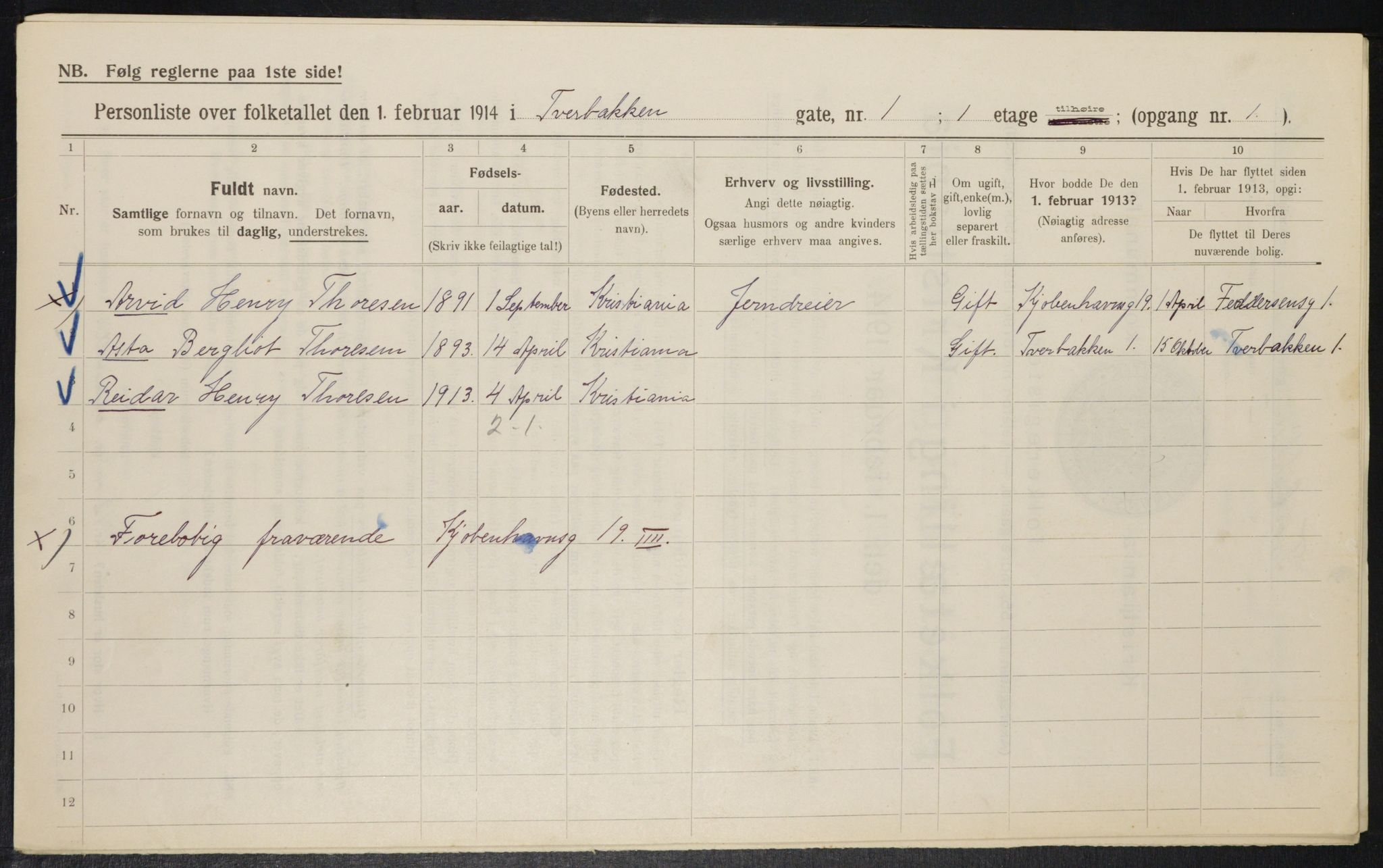 OBA, Municipal Census 1914 for Kristiania, 1914, p. 118191