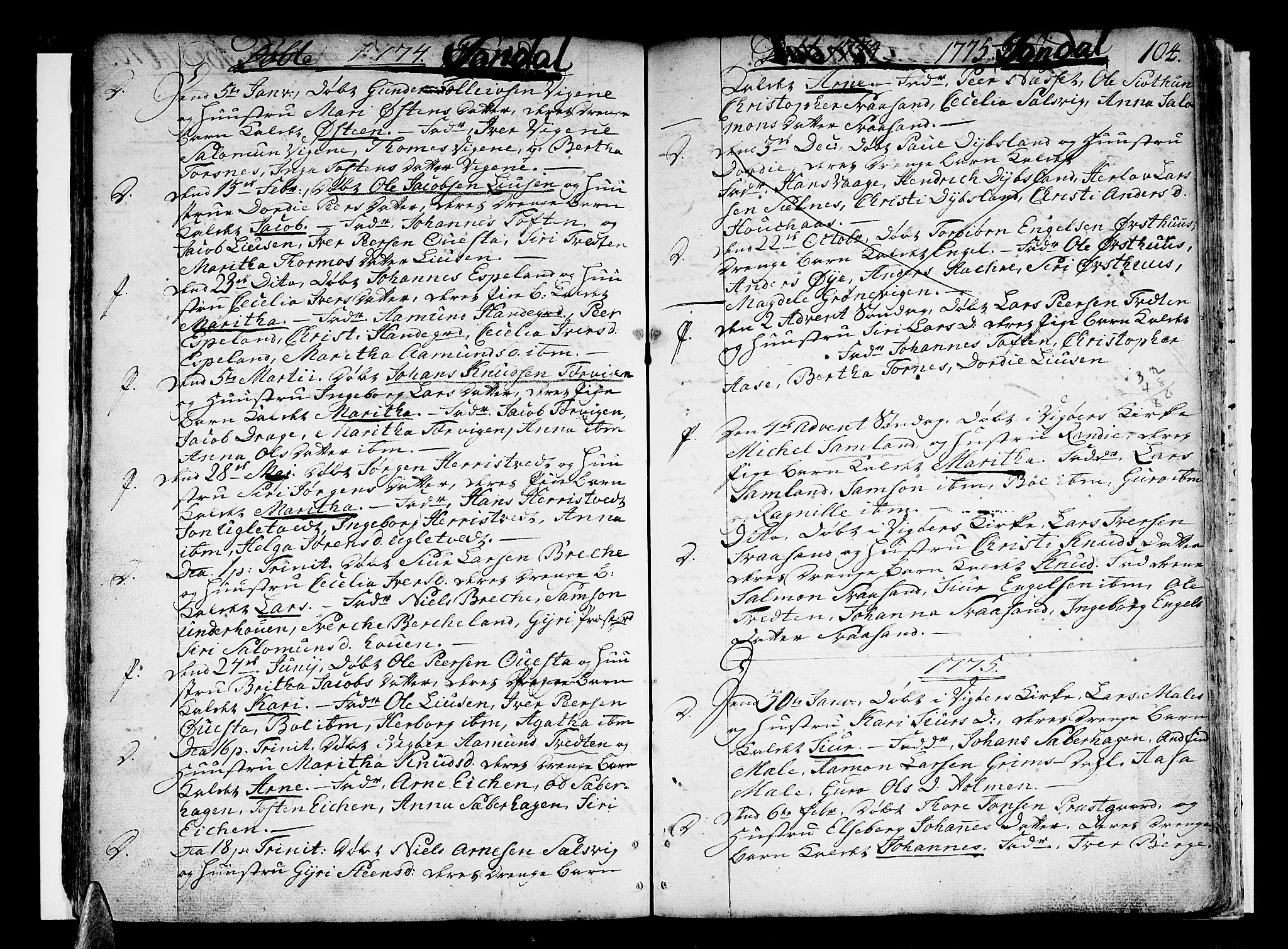Strandebarm sokneprestembete, SAB/A-78401/H/Haa: Parish register (official) no. A 3 /2, 1751-1787, p. 104
