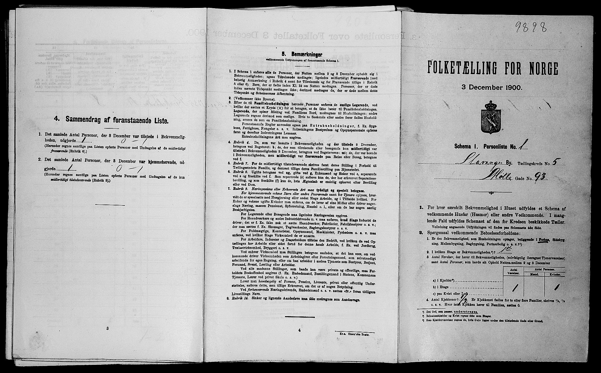 SAST, 1900 census for Stavanger, 1900, p. 1684