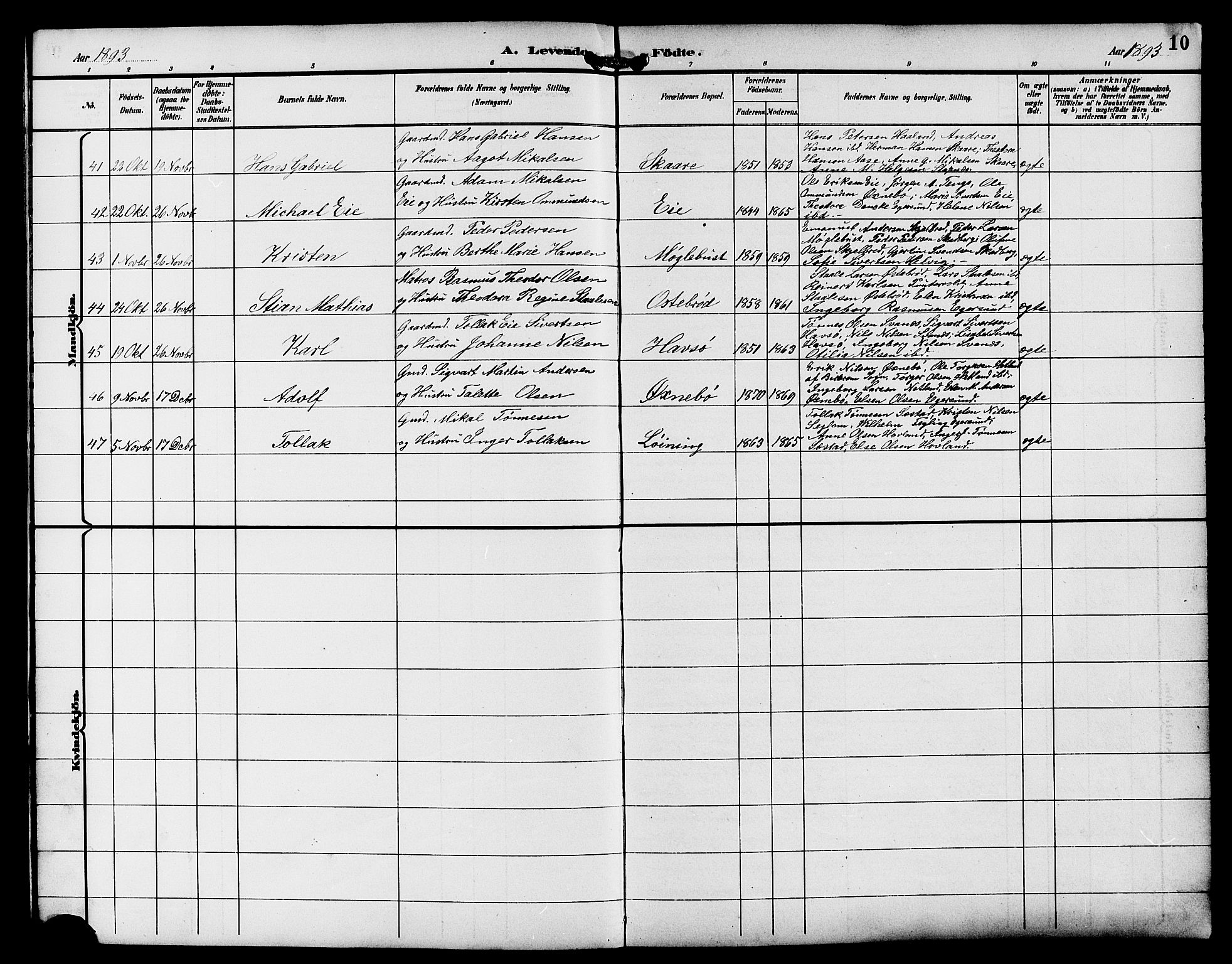 Eigersund sokneprestkontor, AV/SAST-A-101807/S09/L0009: Parish register (copy) no. B 9, 1893-1907, p. 10