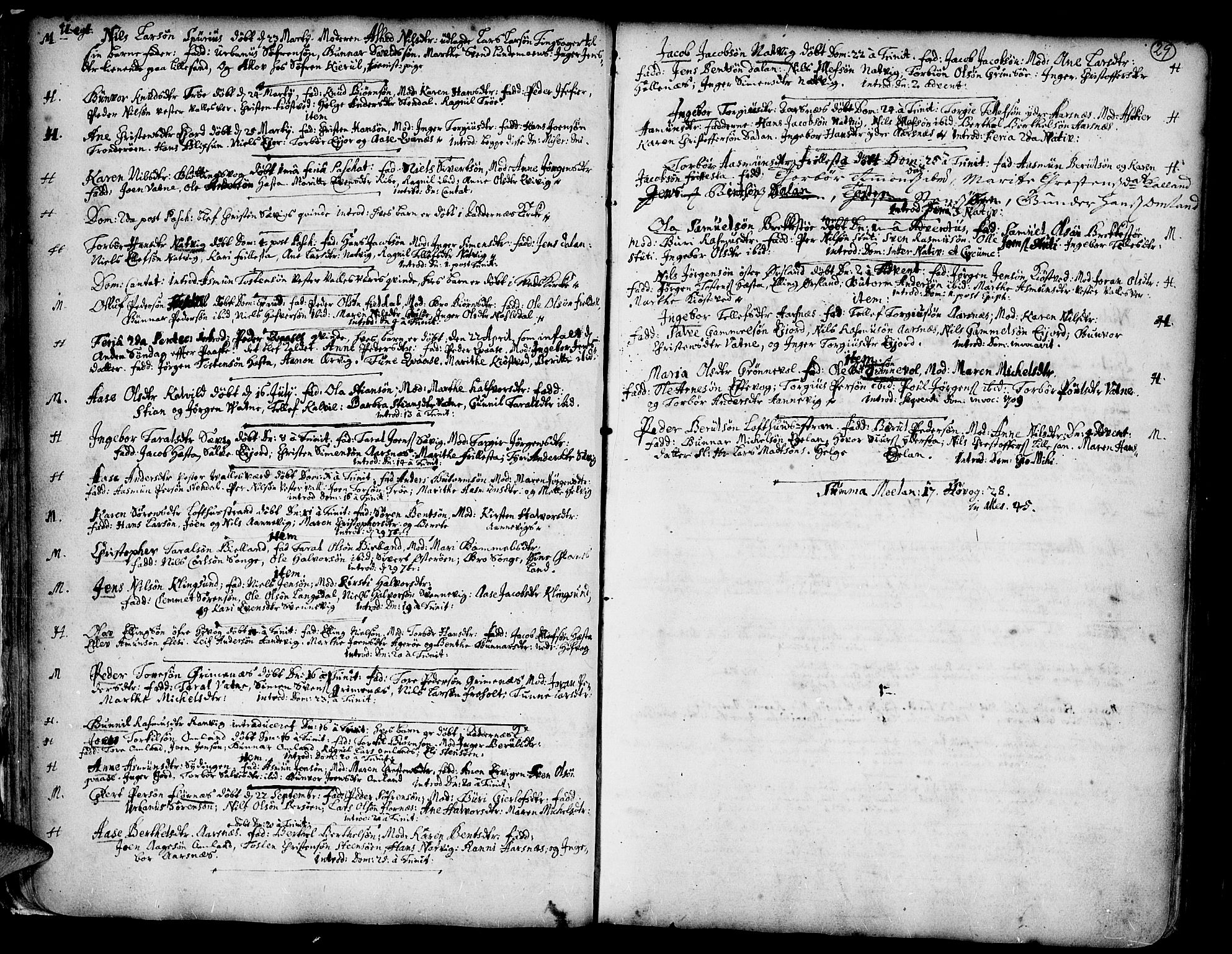 Vestre Moland sokneprestkontor, SAK/1111-0046/F/Fa/Fab/L0001: Parish register (official) no. A 1, 1687-1760, p. 29