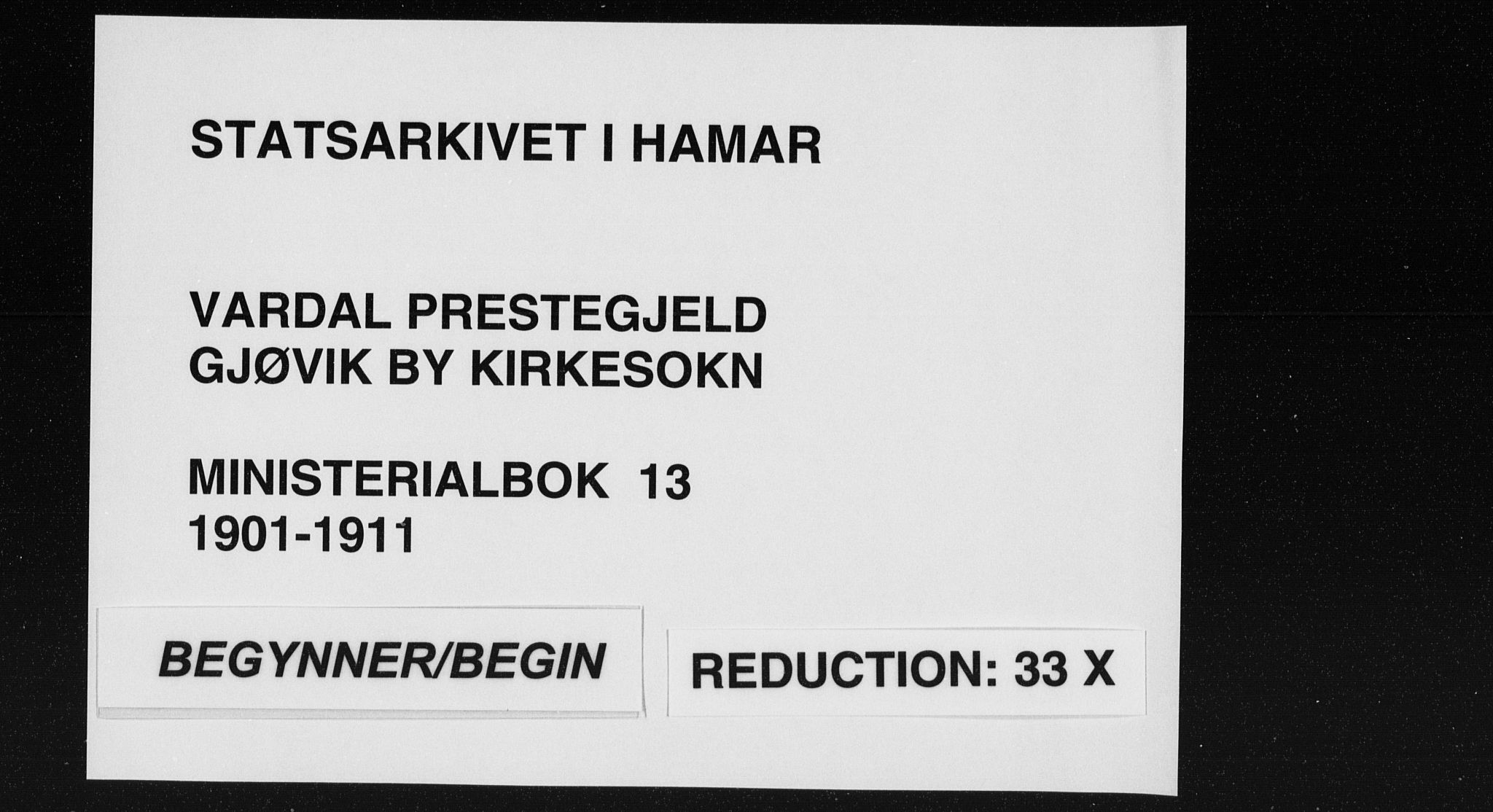 Vardal prestekontor, AV/SAH-PREST-100/H/Ha/Haa/L0013: Parish register (official) no. 13, 1901-1911