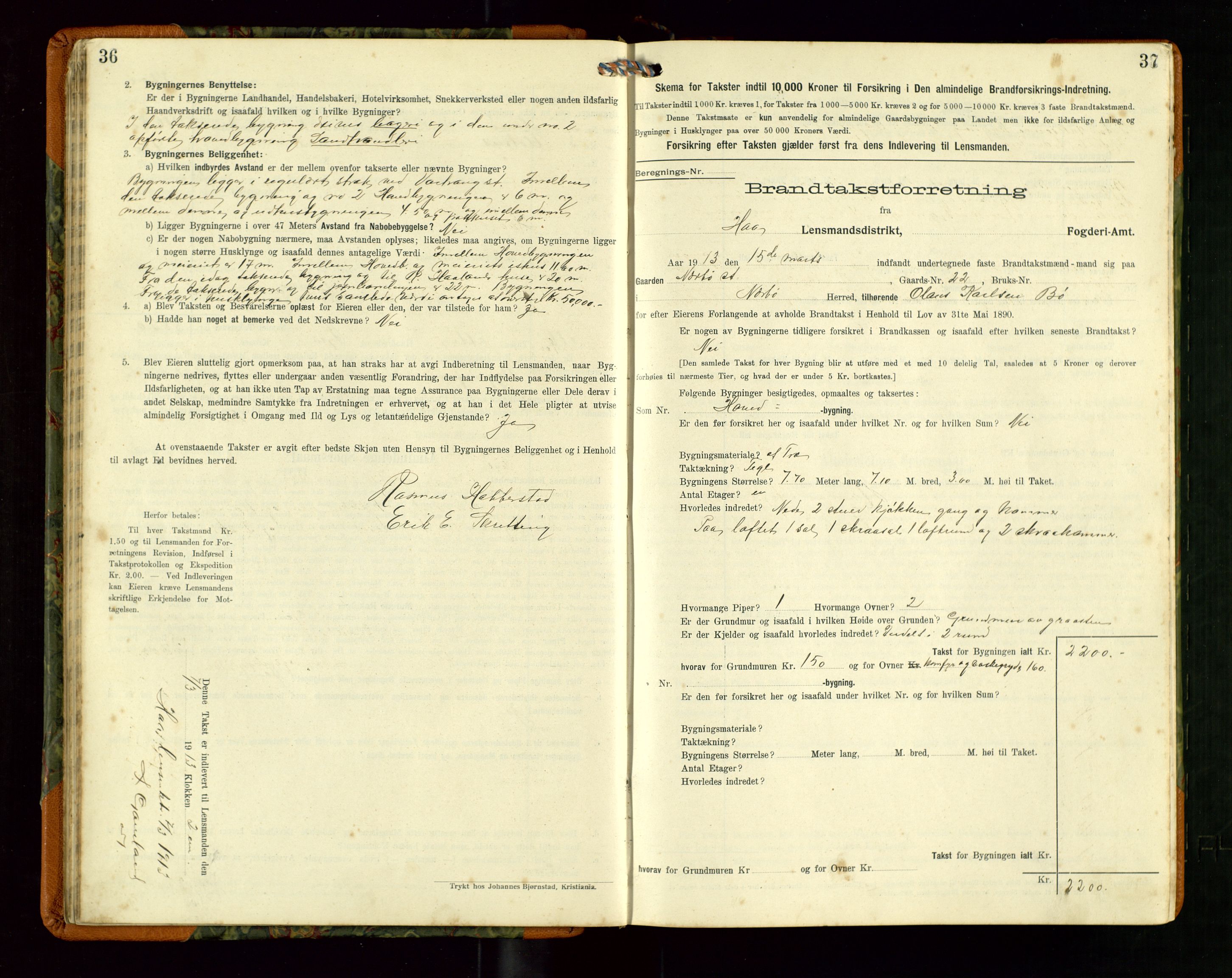 Hå lensmannskontor, SAST/A-100456/Goa/L0004: Takstprotokoll (skjema), 1911-1926, p. 36-37