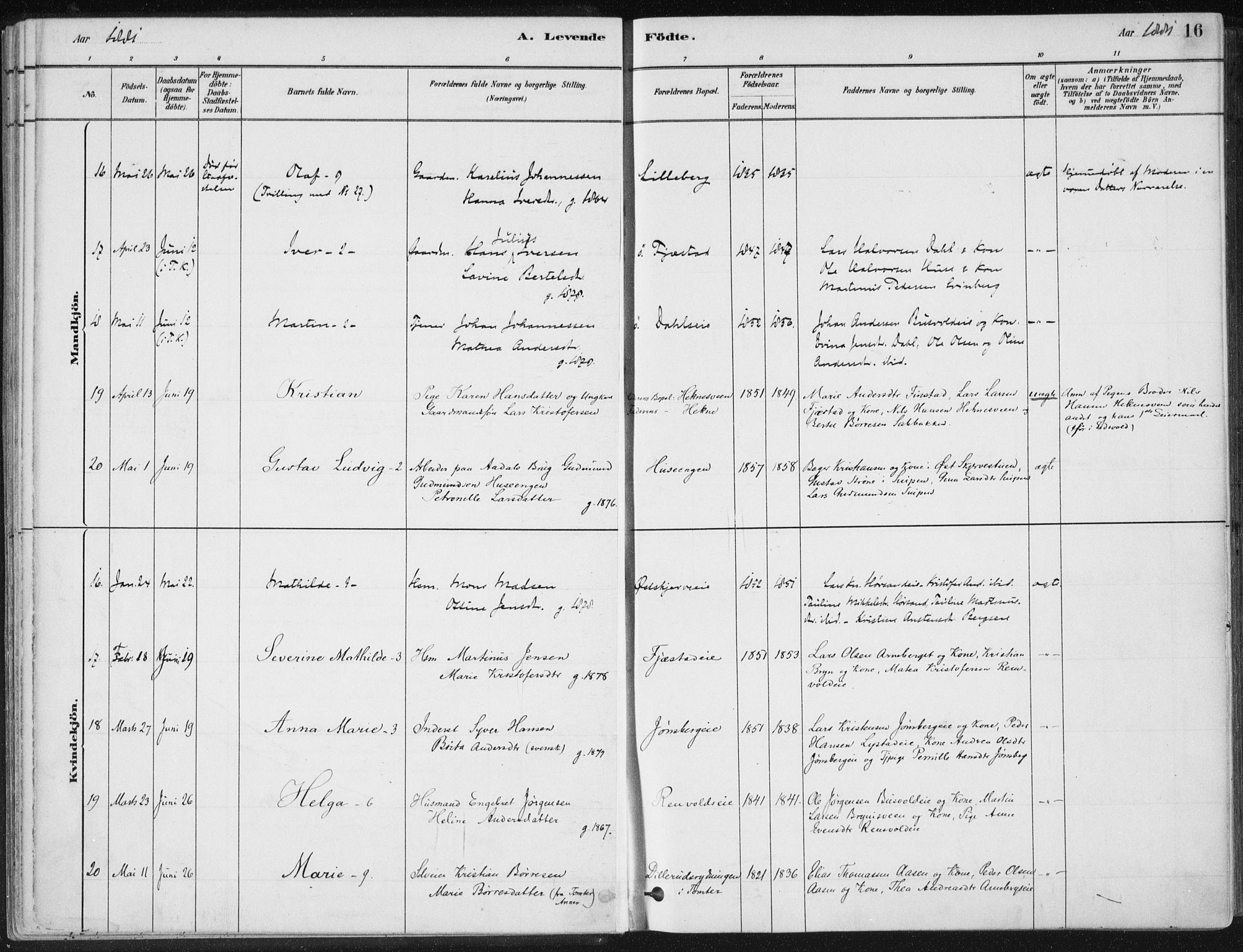 Romedal prestekontor, AV/SAH-PREST-004/K/L0010: Parish register (official) no. 10, 1880-1895, p. 16