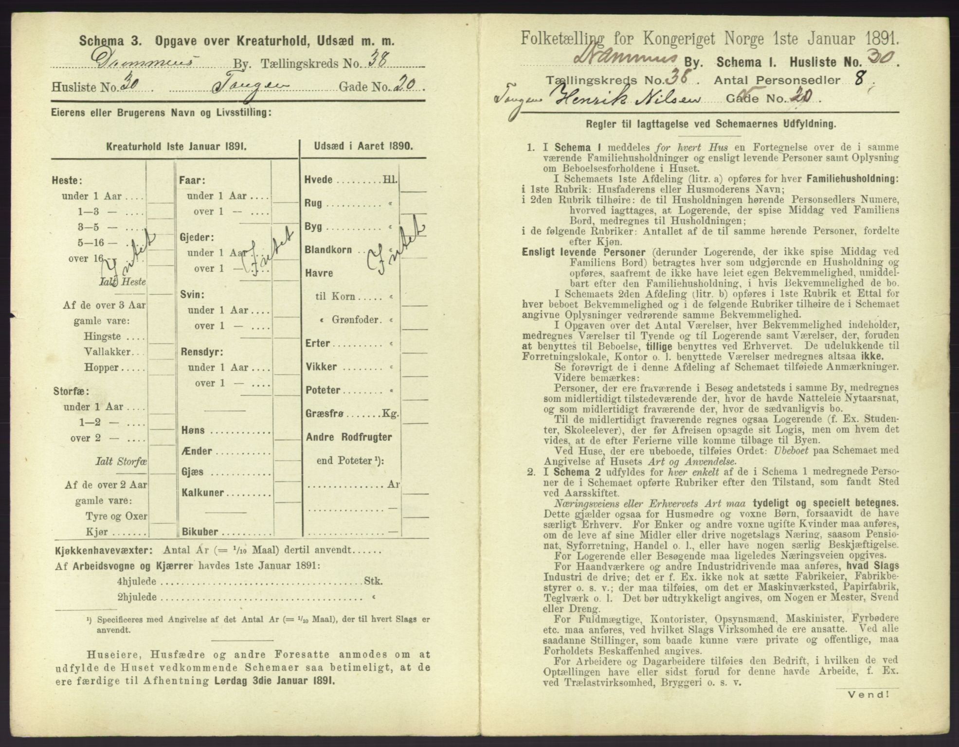 RA, 1891 census for 0602 Drammen, 1891, p. 3469