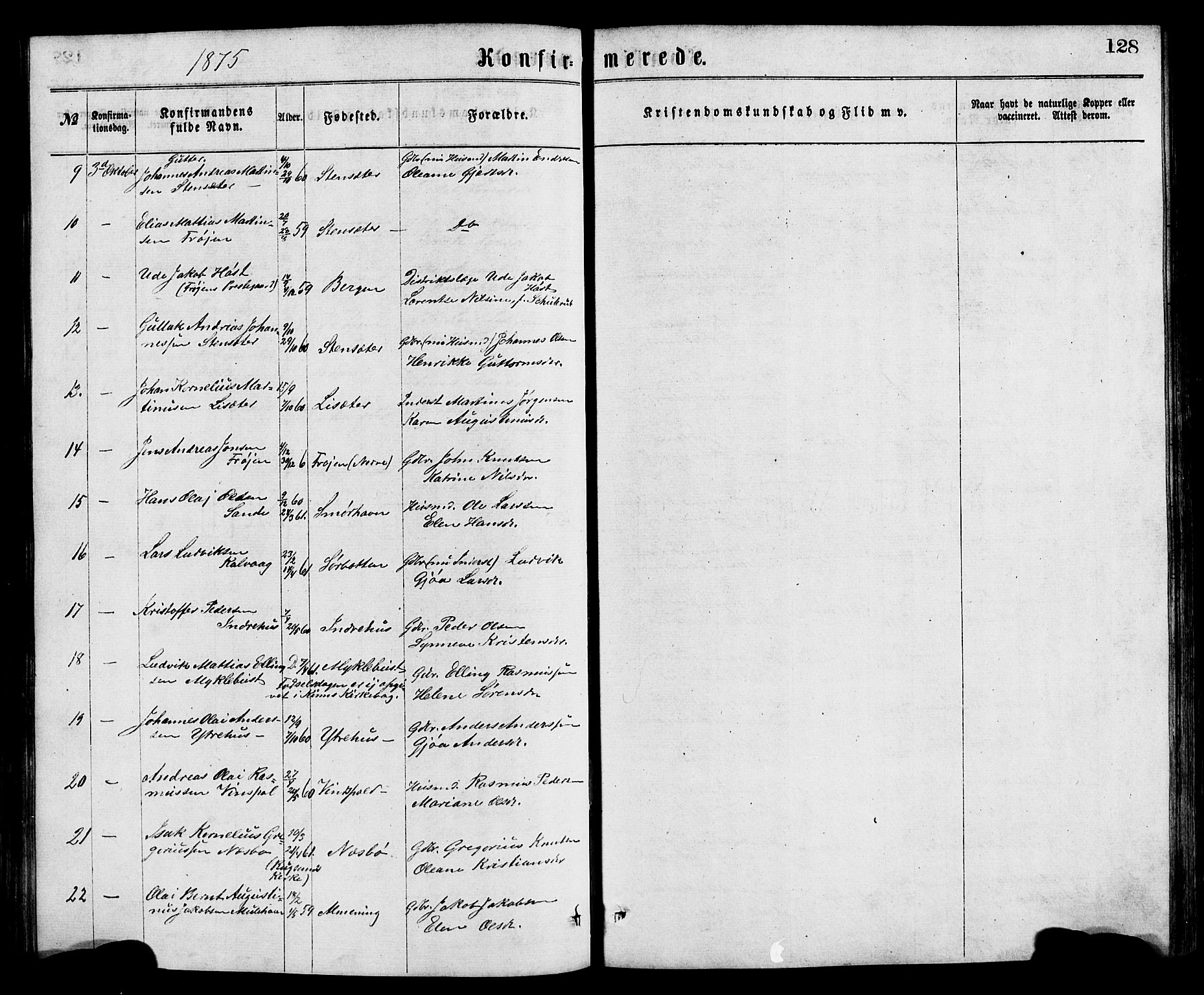 Bremanger sokneprestembete, AV/SAB-A-82201/H/Hab/Haba/L0002: Parish register (copy) no. A 2, 1866-1889, p. 128