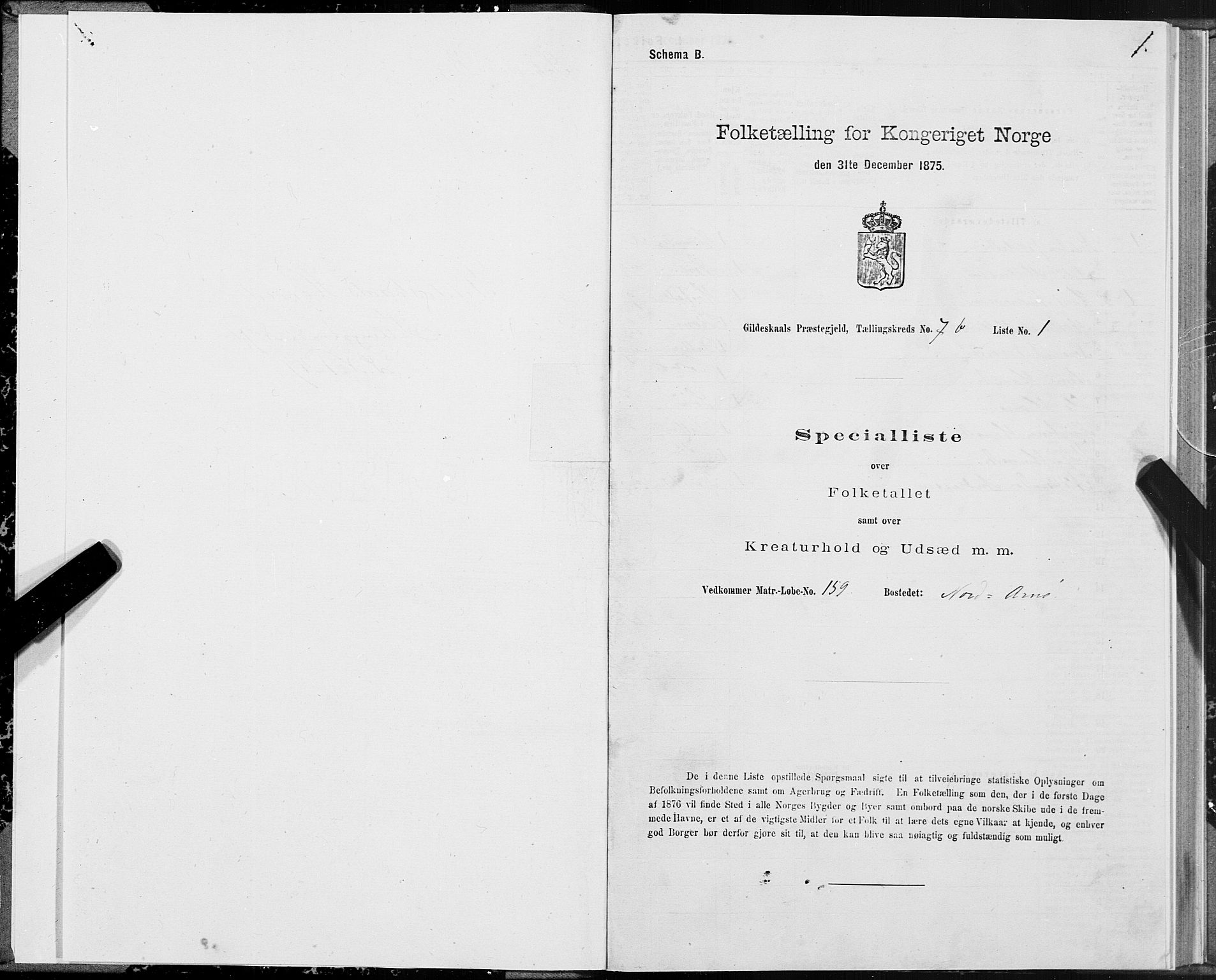 SAT, 1875 census for 1838P Gildeskål, 1875, p. 4001