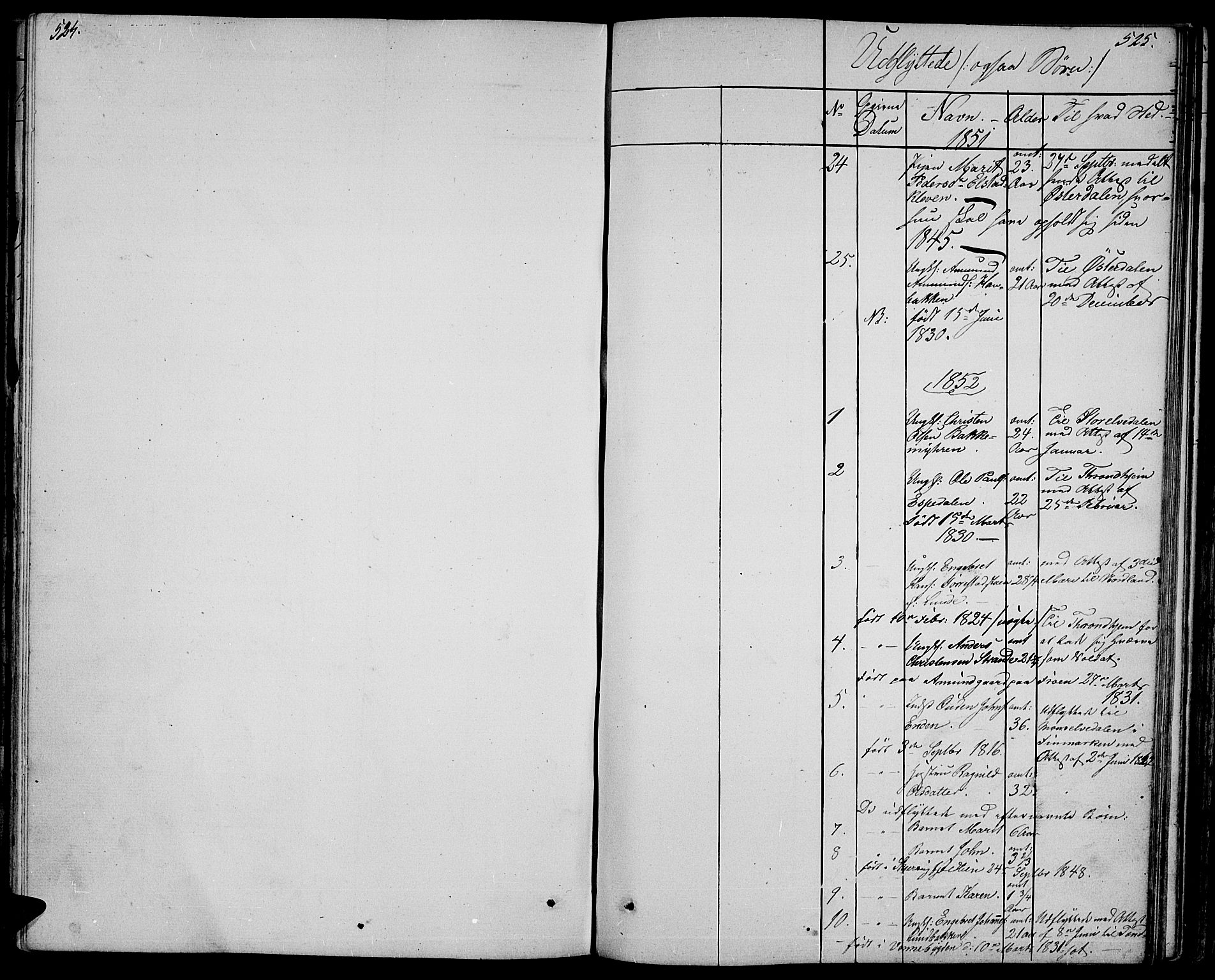 Ringebu prestekontor, SAH/PREST-082/H/Ha/Hab/L0002: Parish register (copy) no. 2, 1839-1853, p. 524-525