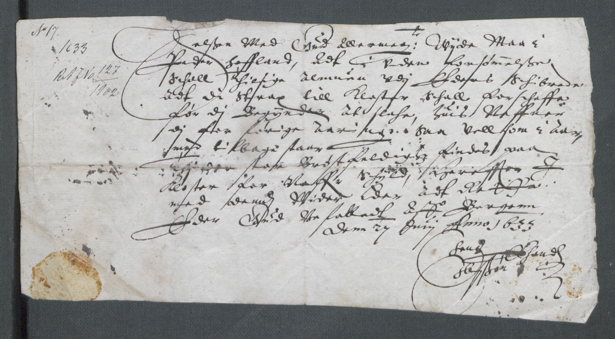 Riksarkivets diplomsamling, RA/EA-5965/F02/L0144: Dokumenter, 1633, p. 61