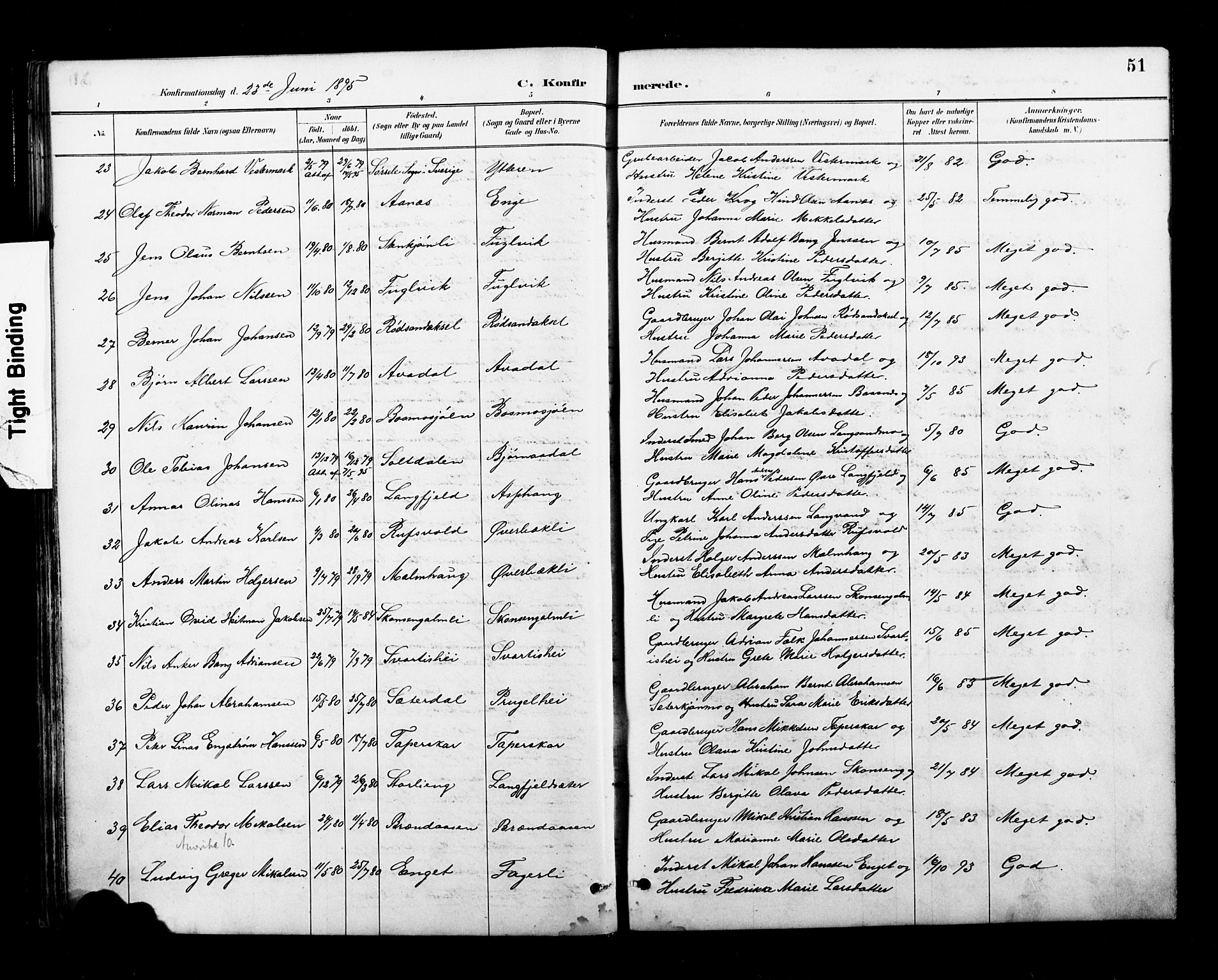 Ministerialprotokoller, klokkerbøker og fødselsregistre - Nordland, SAT/A-1459/827/L0401: Parish register (official) no. 827A13, 1887-1905, p. 51