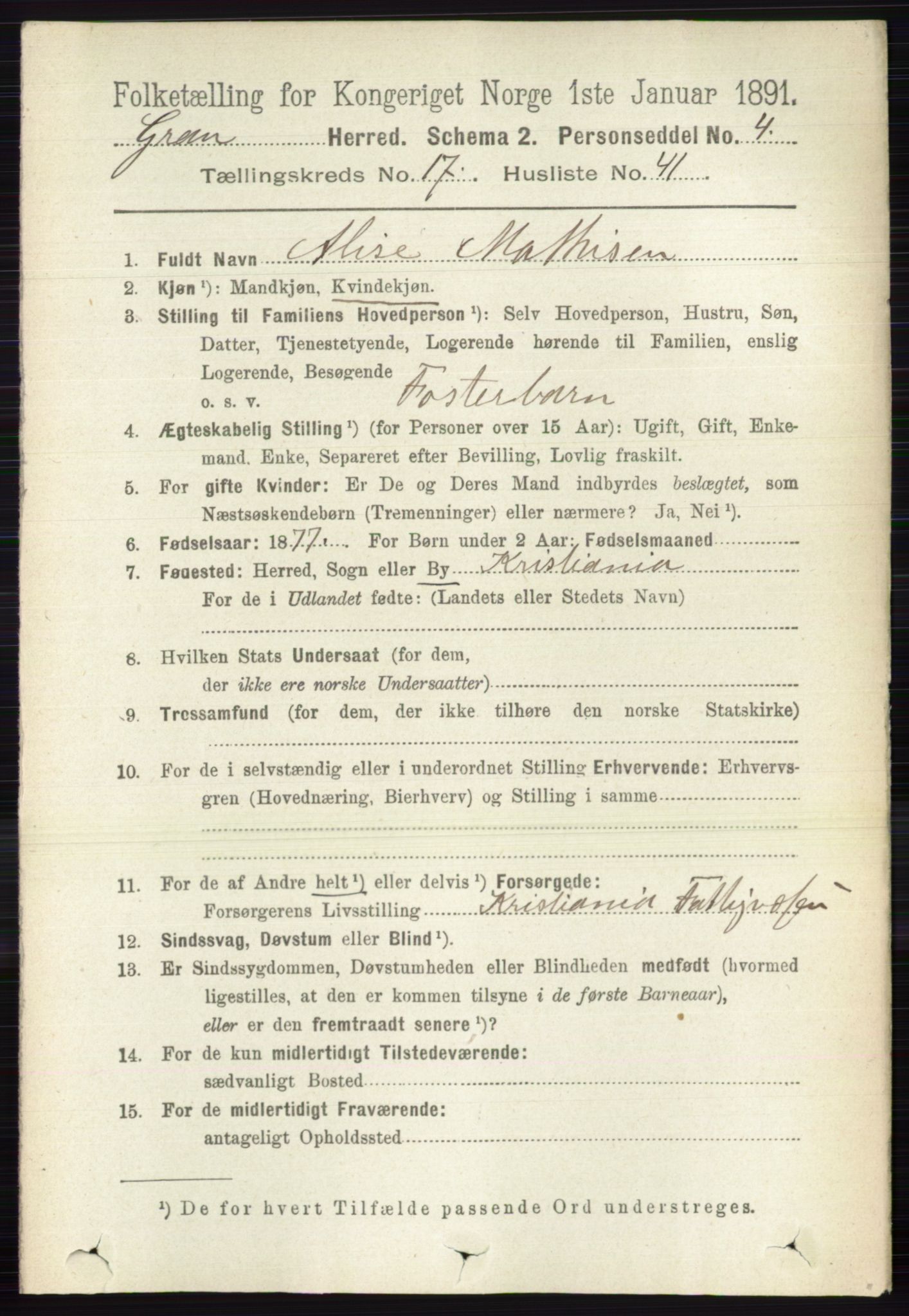 RA, 1891 census for 0534 Gran, 1891, p. 8936