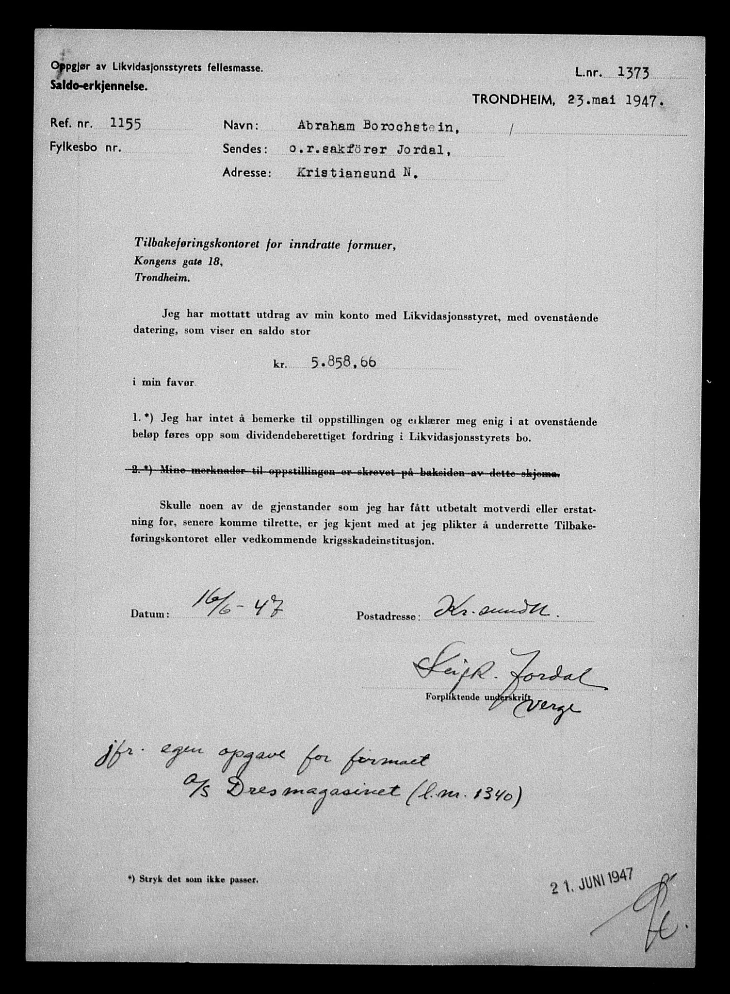 Justisdepartementet, Tilbakeføringskontoret for inndratte formuer, RA/S-1564/H/Hc/Hcb/L0910: --, 1945-1947, p. 352