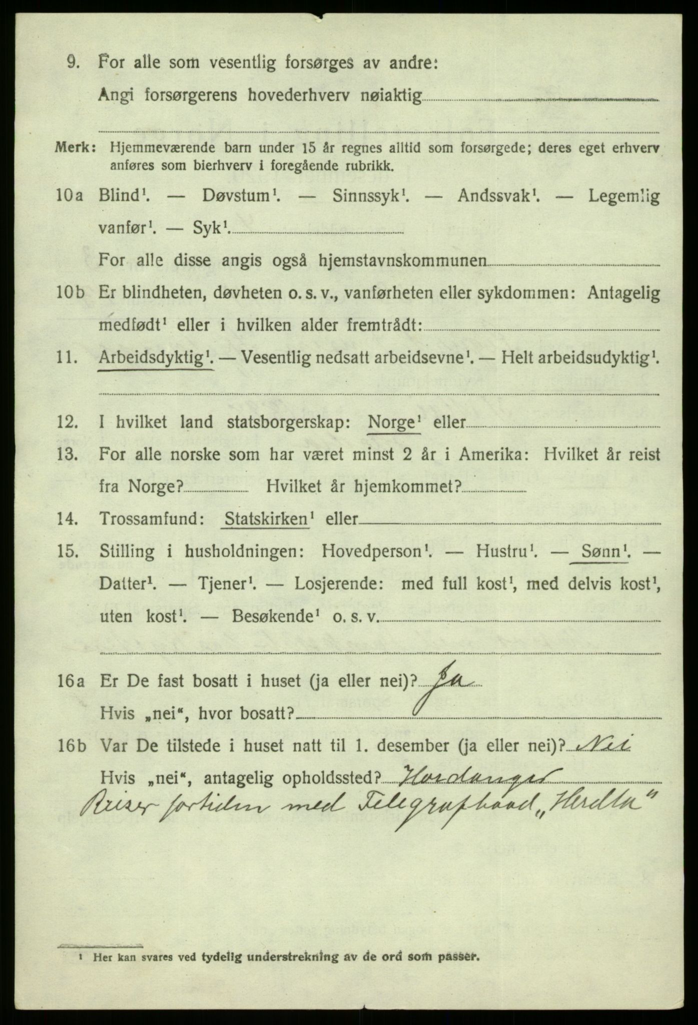 SAB, 1920 census for Herdla, 1920, p. 3296