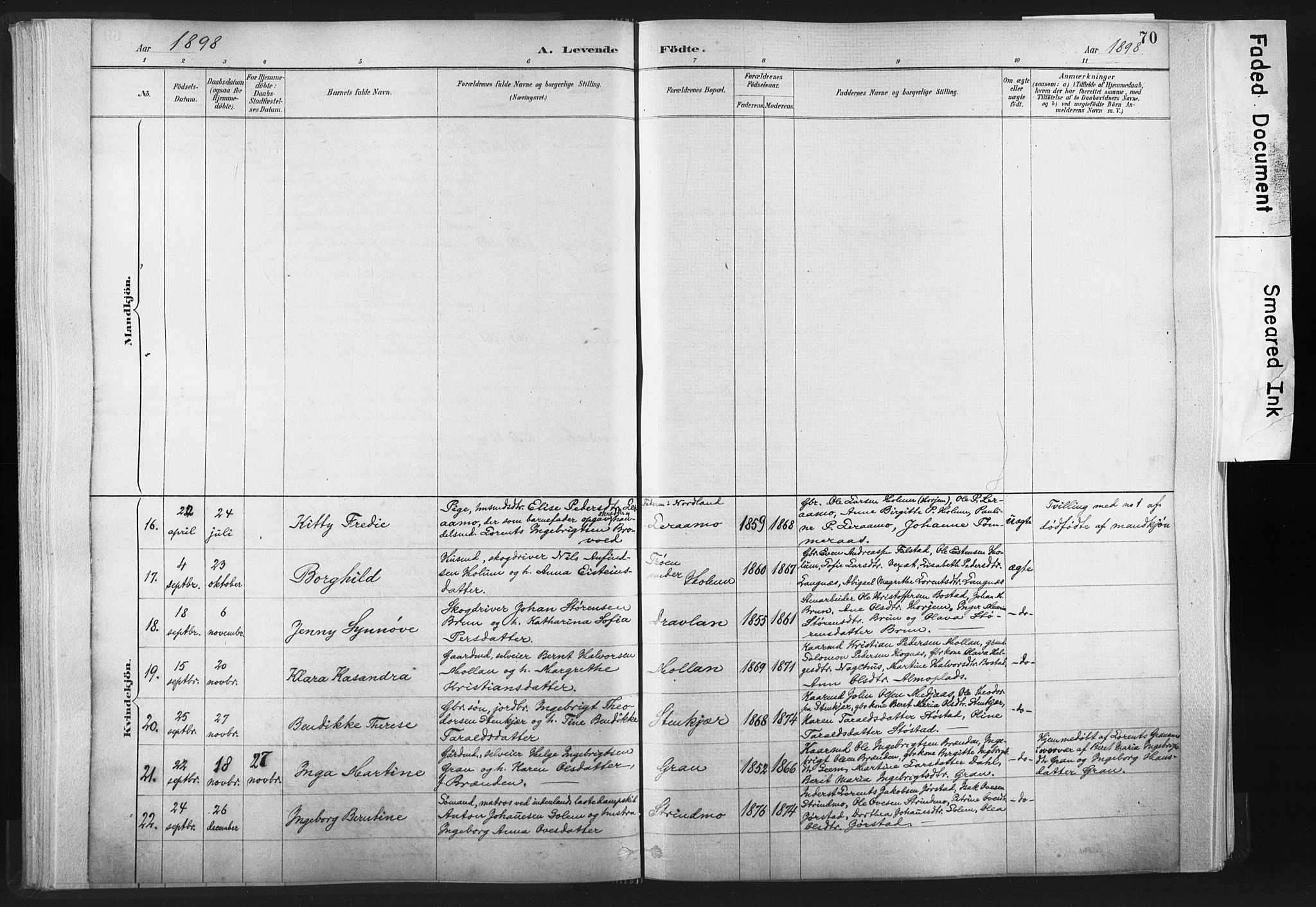 Ministerialprotokoller, klokkerbøker og fødselsregistre - Nord-Trøndelag, AV/SAT-A-1458/749/L0474: Parish register (official) no. 749A08, 1887-1903, p. 70