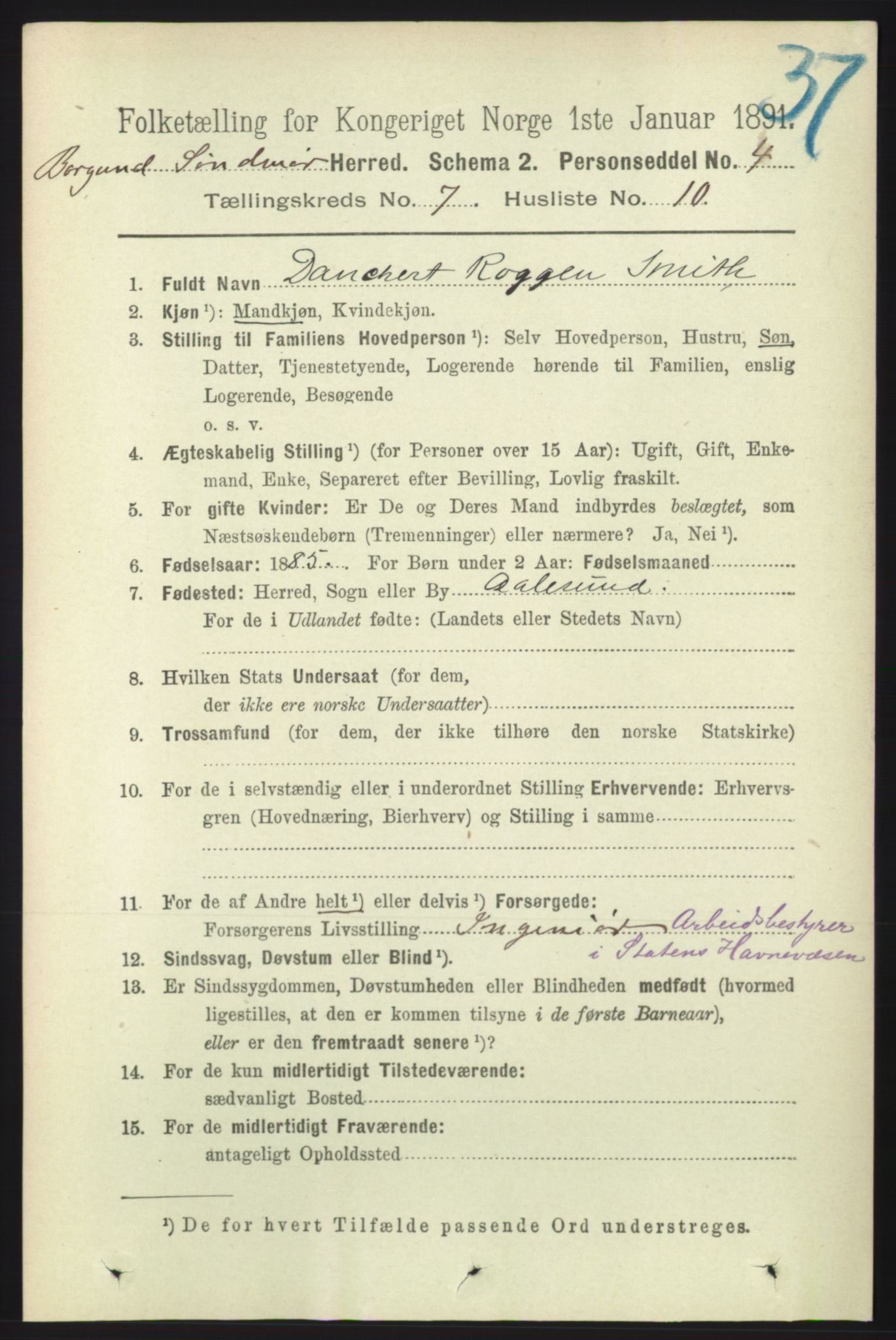 RA, 1891 census for 1531 Borgund, 1891, p. 1923