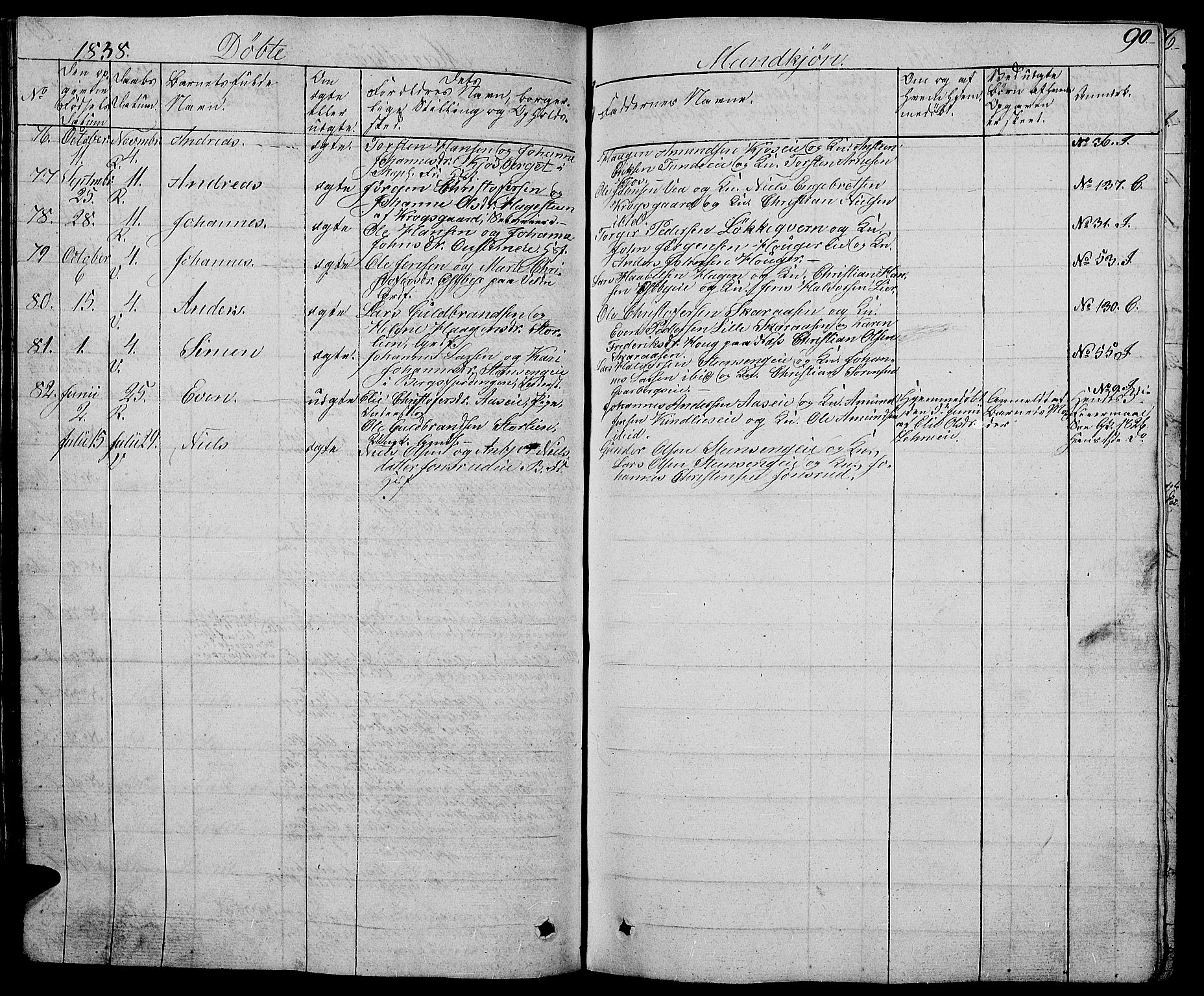 Ringsaker prestekontor, AV/SAH-PREST-014/L/La/L0004: Parish register (copy) no. 4, 1827-1838, p. 90