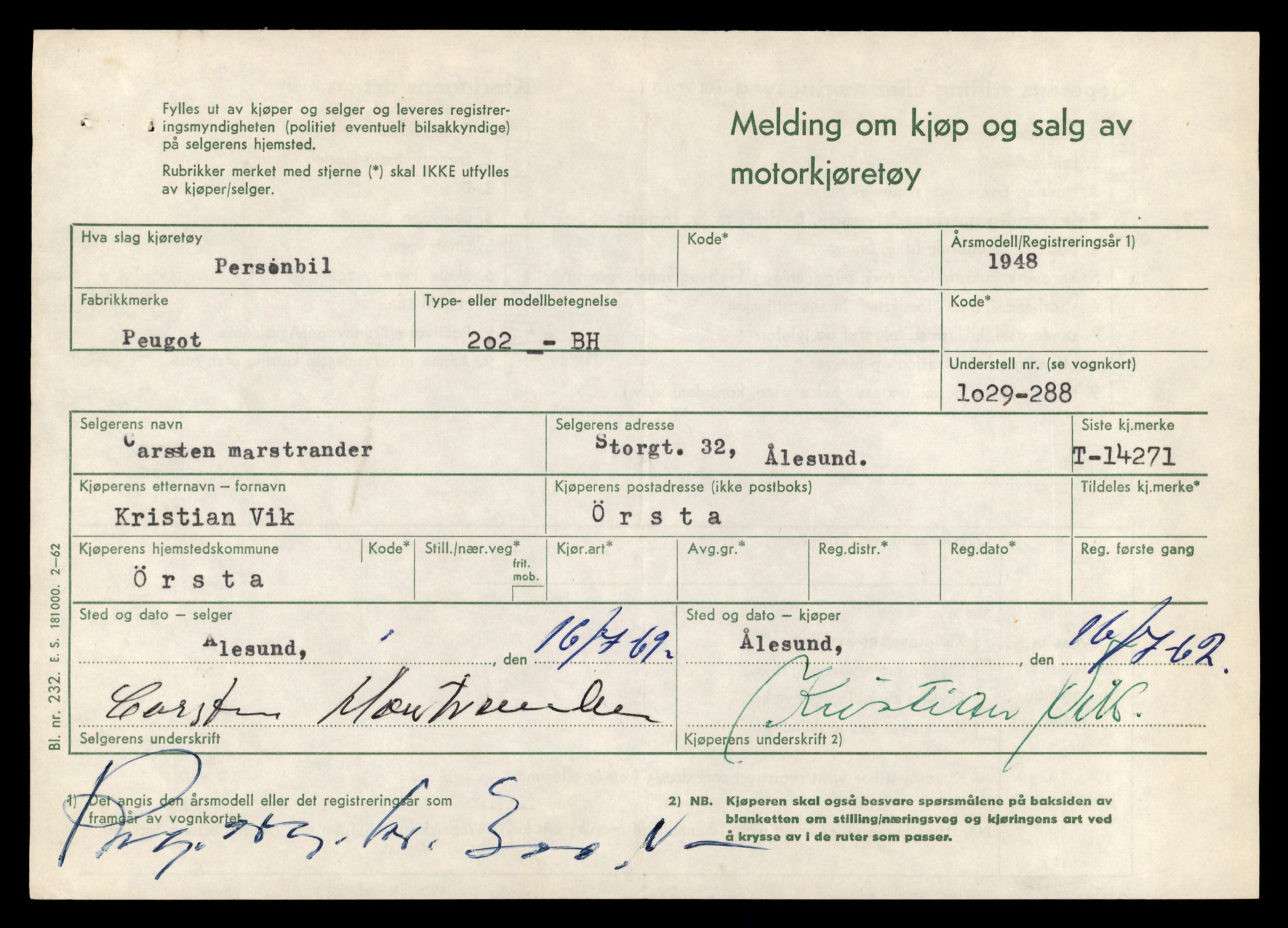 Møre og Romsdal vegkontor - Ålesund trafikkstasjon, AV/SAT-A-4099/F/Fe/L0044: Registreringskort for kjøretøy T 14205 - T 14319, 1927-1998, p. 1963