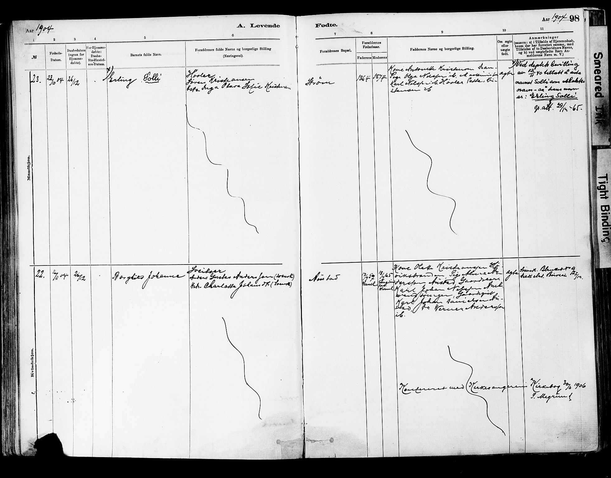 Strømsgodset kirkebøker, AV/SAKO-A-324/F/Fa/L0001: Parish register (official) no. 1, 1885-1909, p. 98