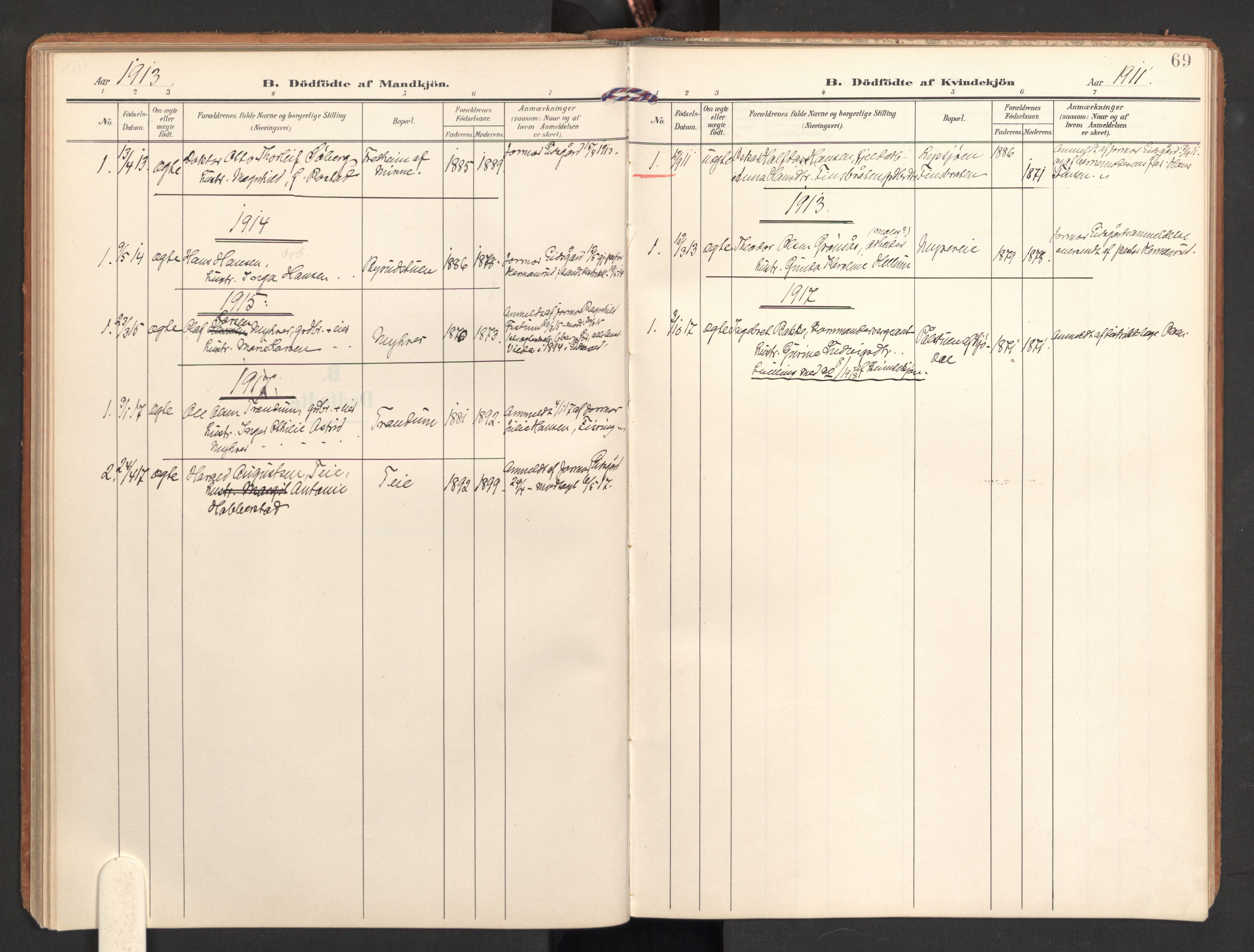Eidsvoll prestekontor Kirkebøker, SAO/A-10888/G/Gb: Parish register (copy) no. II 3, 1908-1919, p. 69