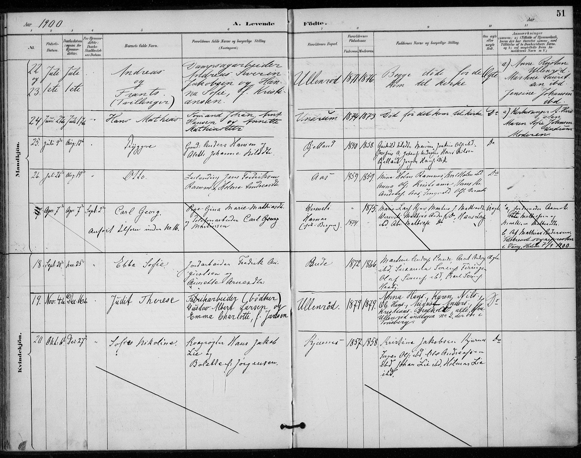 Sem kirkebøker, AV/SAKO-A-5/F/Fa/L0011: Parish register (official) no. I 11, 1888-1904, p. 51
