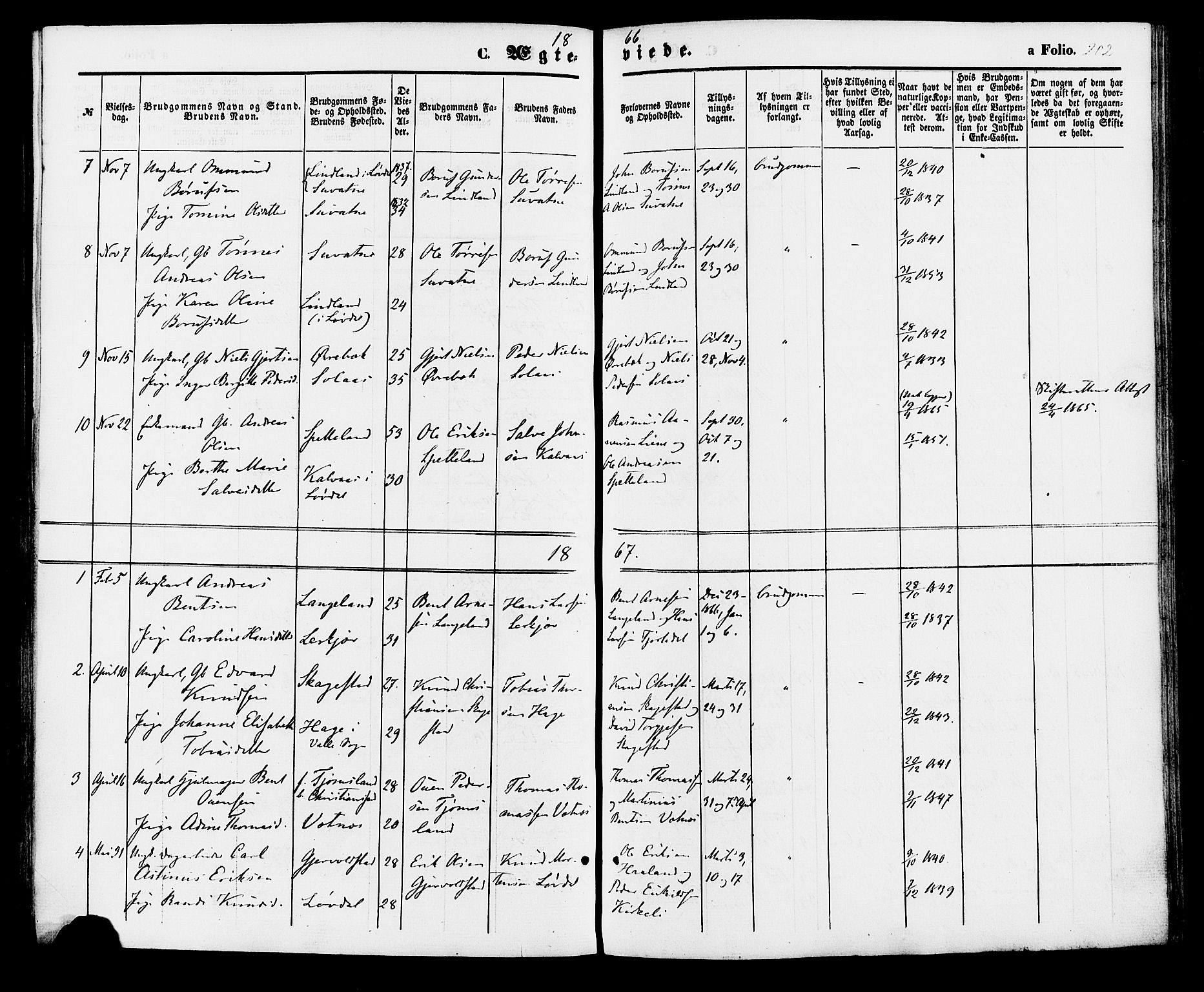 Holum sokneprestkontor, SAK/1111-0022/F/Fa/Faa/L0006: Parish register (official) no. A 6, 1865-1883, p. 202