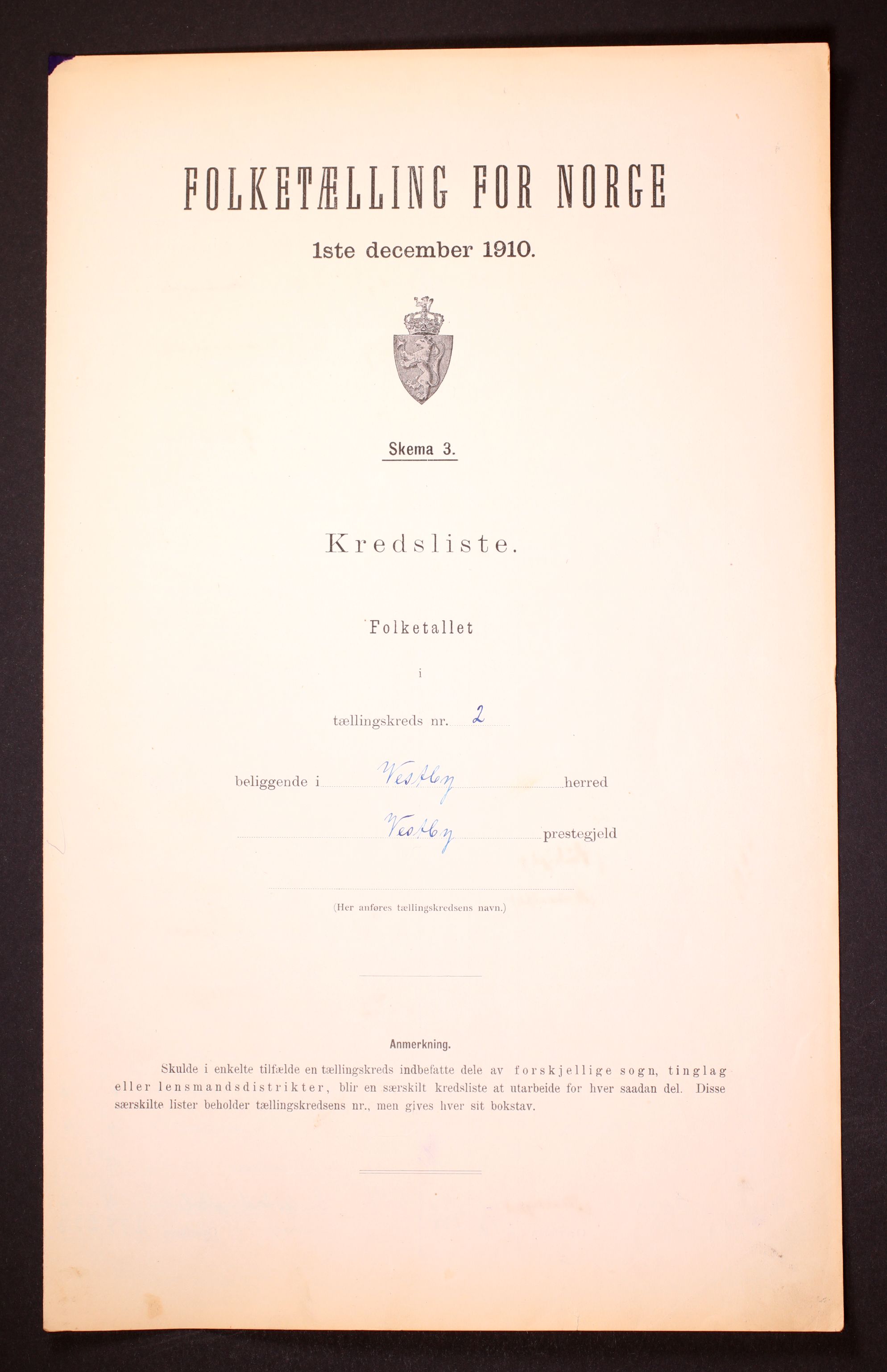 RA, 1910 census for Vestby, 1910, p. 10