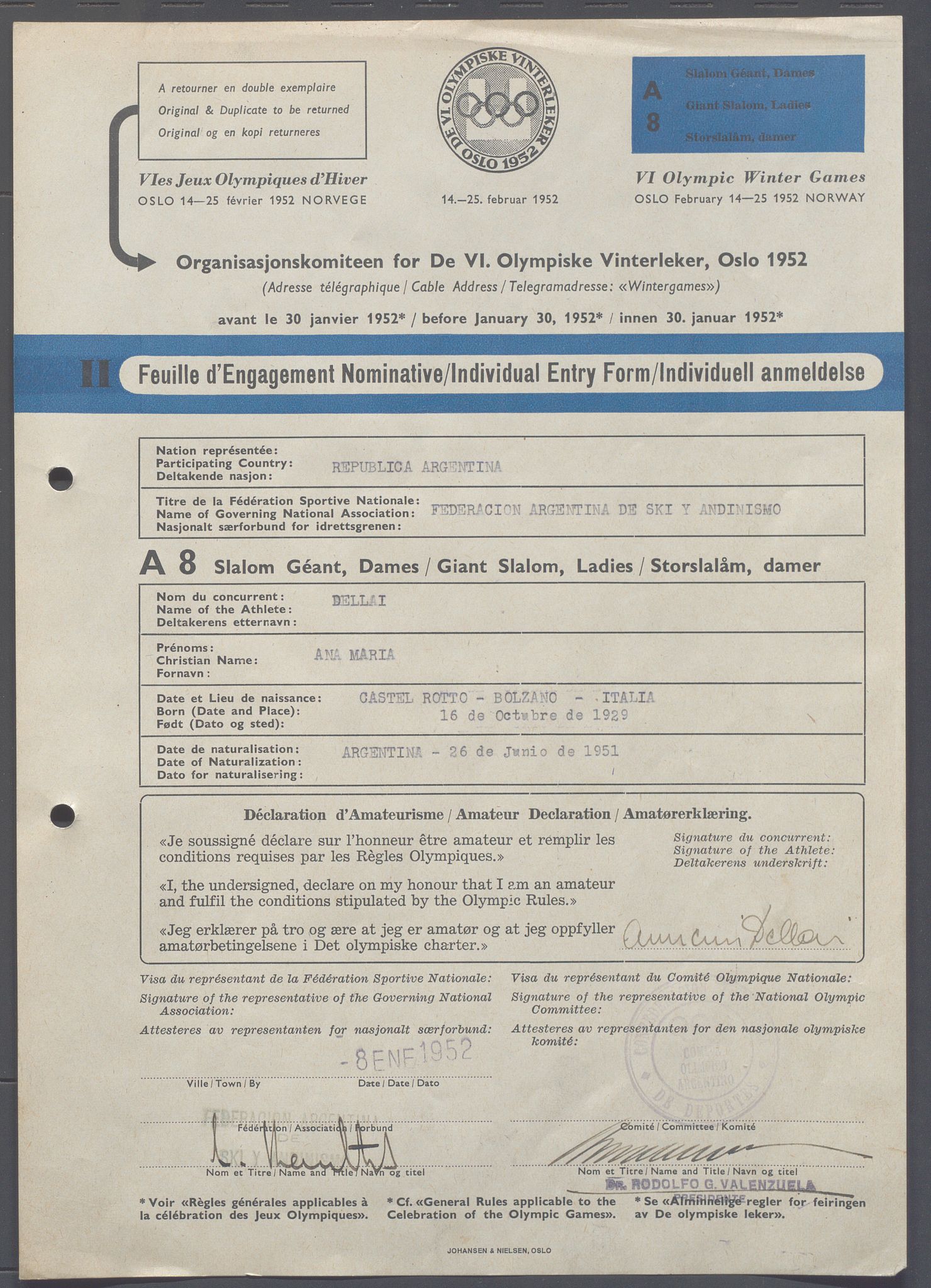 Organisasjonskomiteen for de VI. olympiske vinterleker, OBA/A-20130/H/Ha, 1951-1952, p. 534