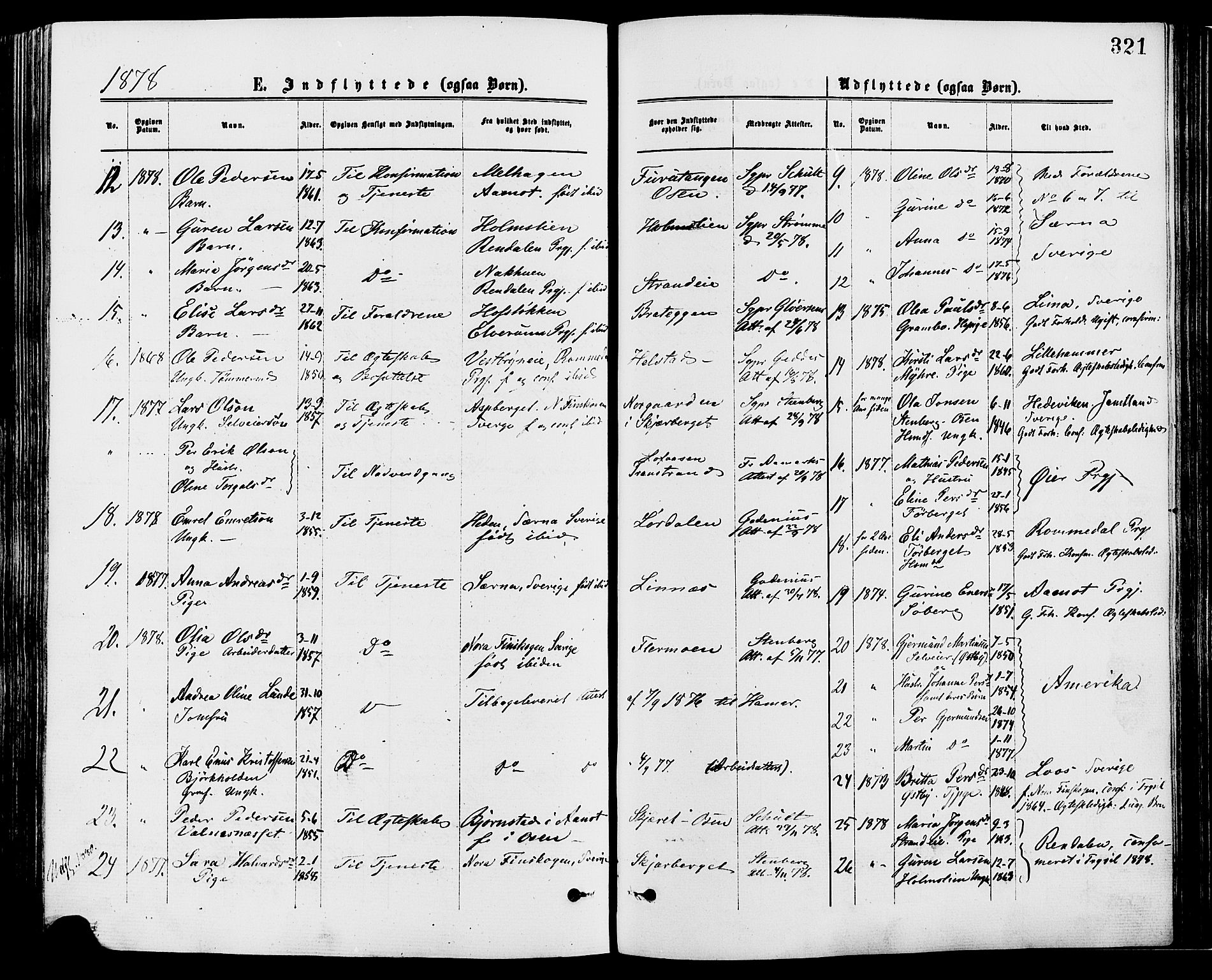 Trysil prestekontor, AV/SAH-PREST-046/H/Ha/Haa/L0007: Parish register (official) no. 7, 1874-1880, p. 321