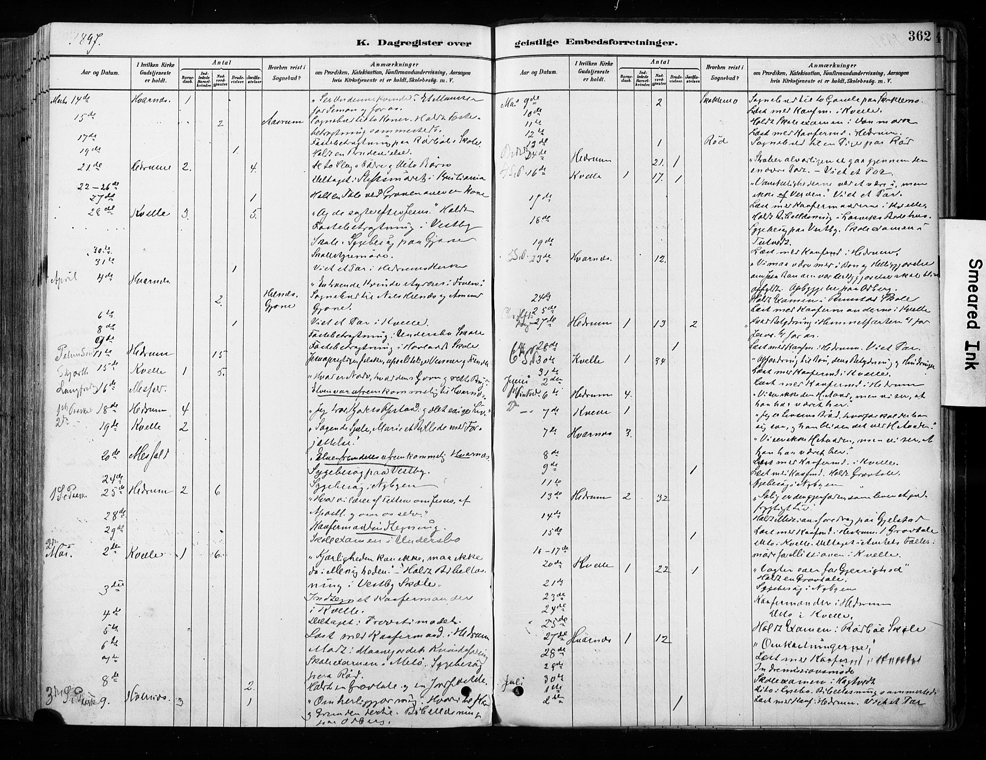 Hedrum kirkebøker, AV/SAKO-A-344/F/Fa/L0009: Parish register (official) no. I 9, 1881-1903, p. 362