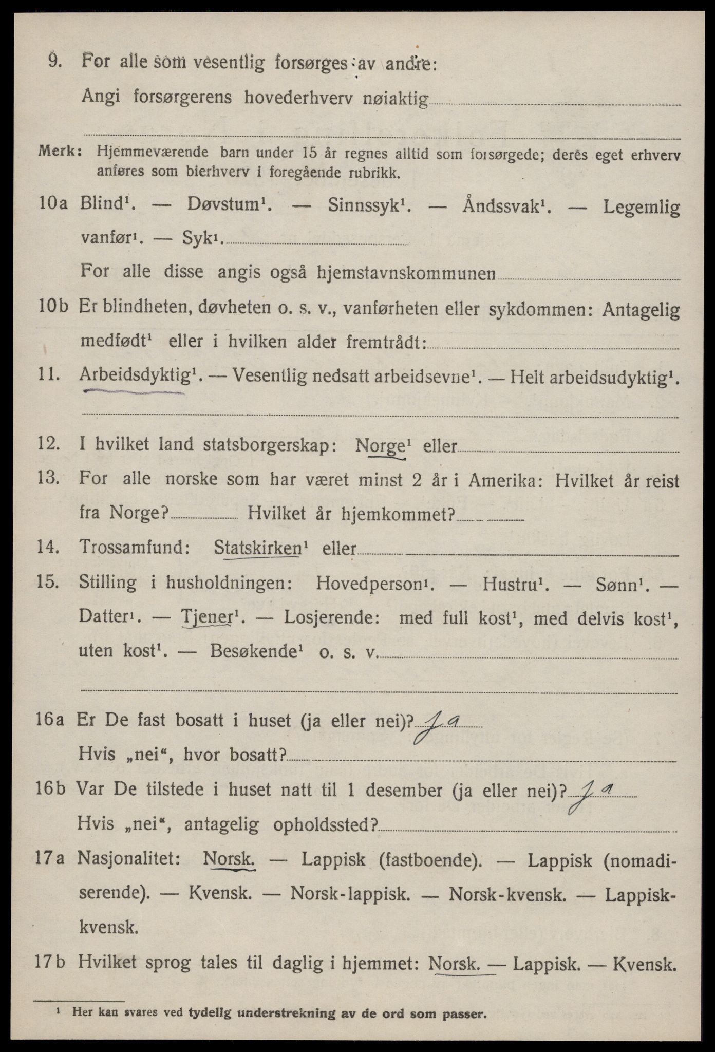 SAT, 1920 census for Selbu, 1920, p. 1697